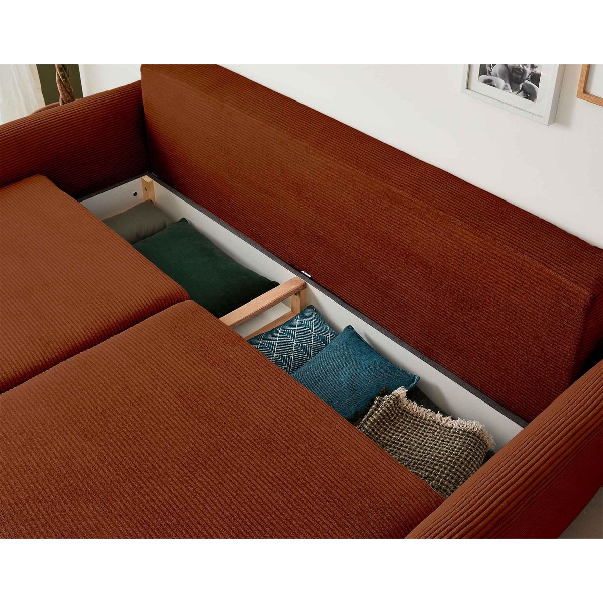 LISA DESIGN Dan - canapé 3 places - convertible avec coffre - en velours côtelé