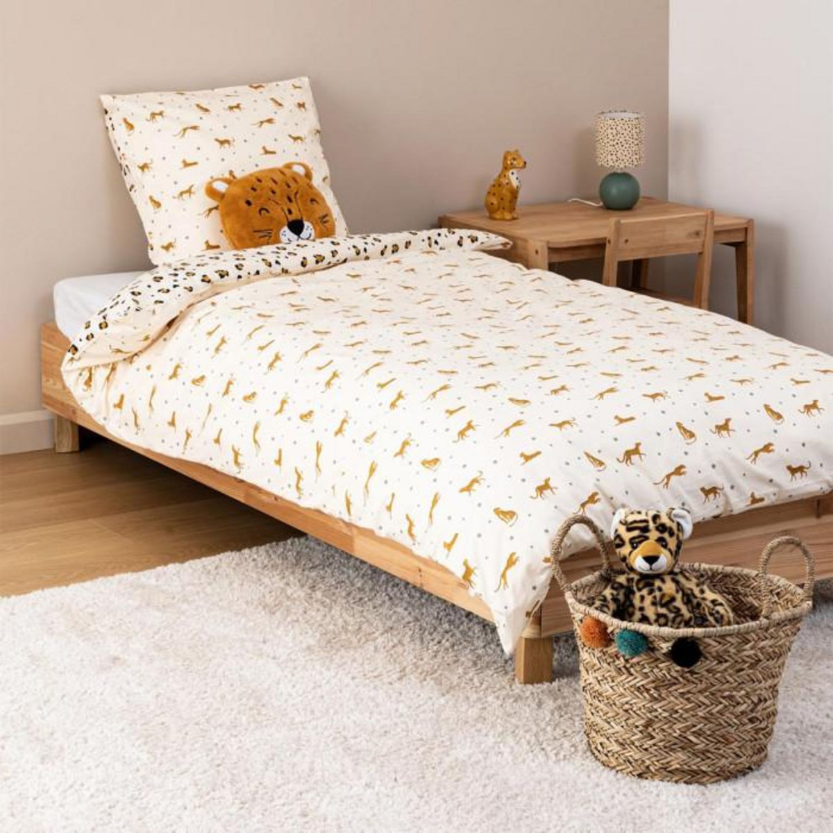 Atmosphera Kids Parure de Lit 2 Pièces  Léopard  140x200cm Multicolore