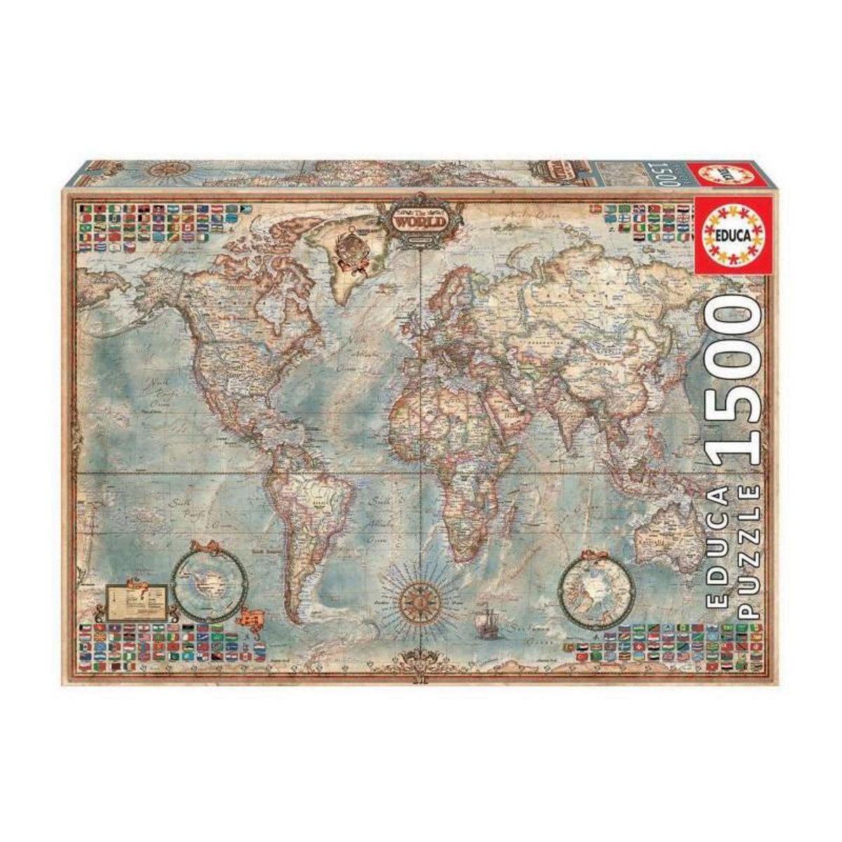 EDUCA EDUCA - Puzzle - 1500 LE MONDE, CARTE POLITIQUE