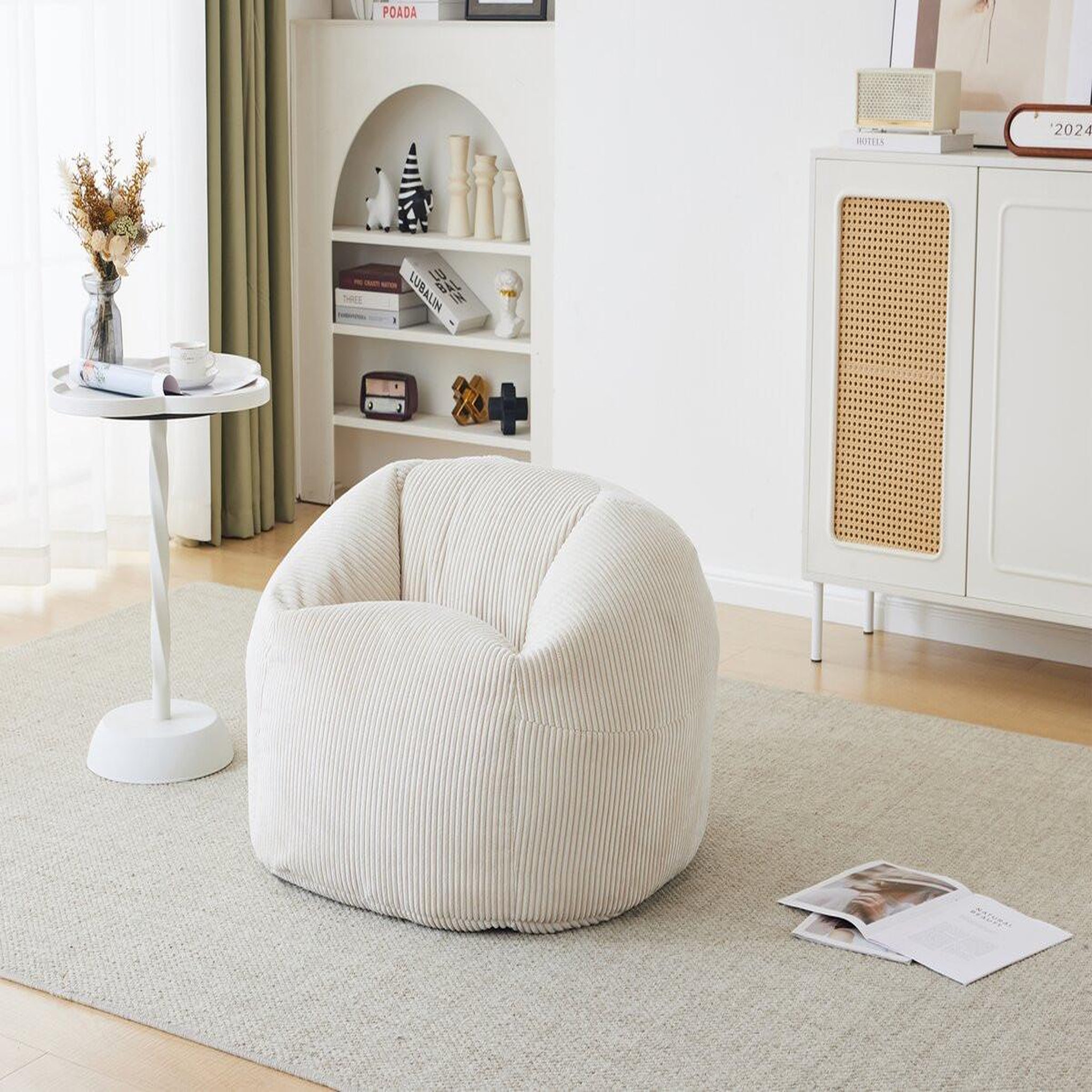 Voir la diapositive 2 : Habitat et Jardin Pouf en velours côtelé   cusco  - 80 x 74 x 49 cm - beige