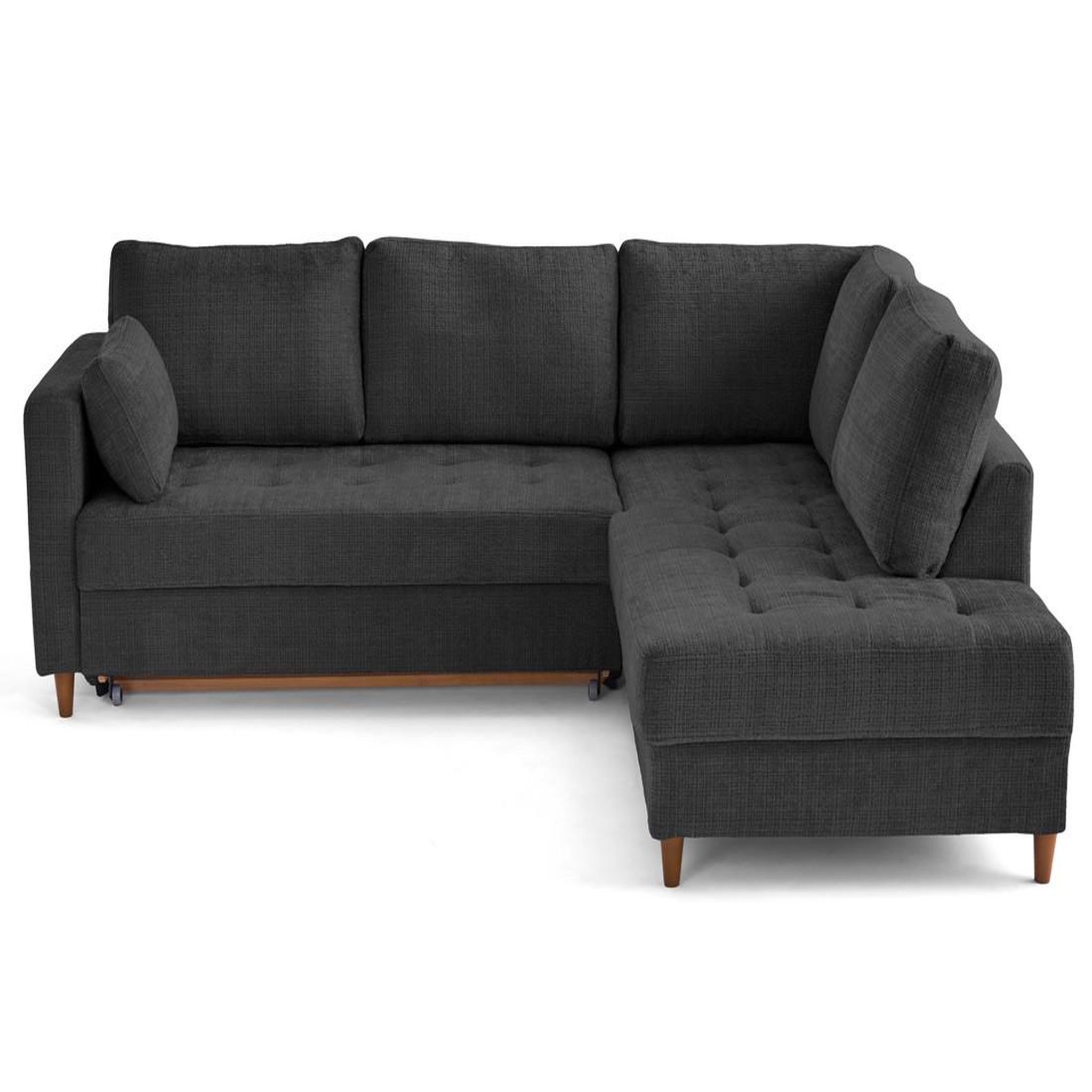 Voir la diapositive 1 : LISA DESIGN Anna - canapé d'angle droit 5 places convertible en velours texturé