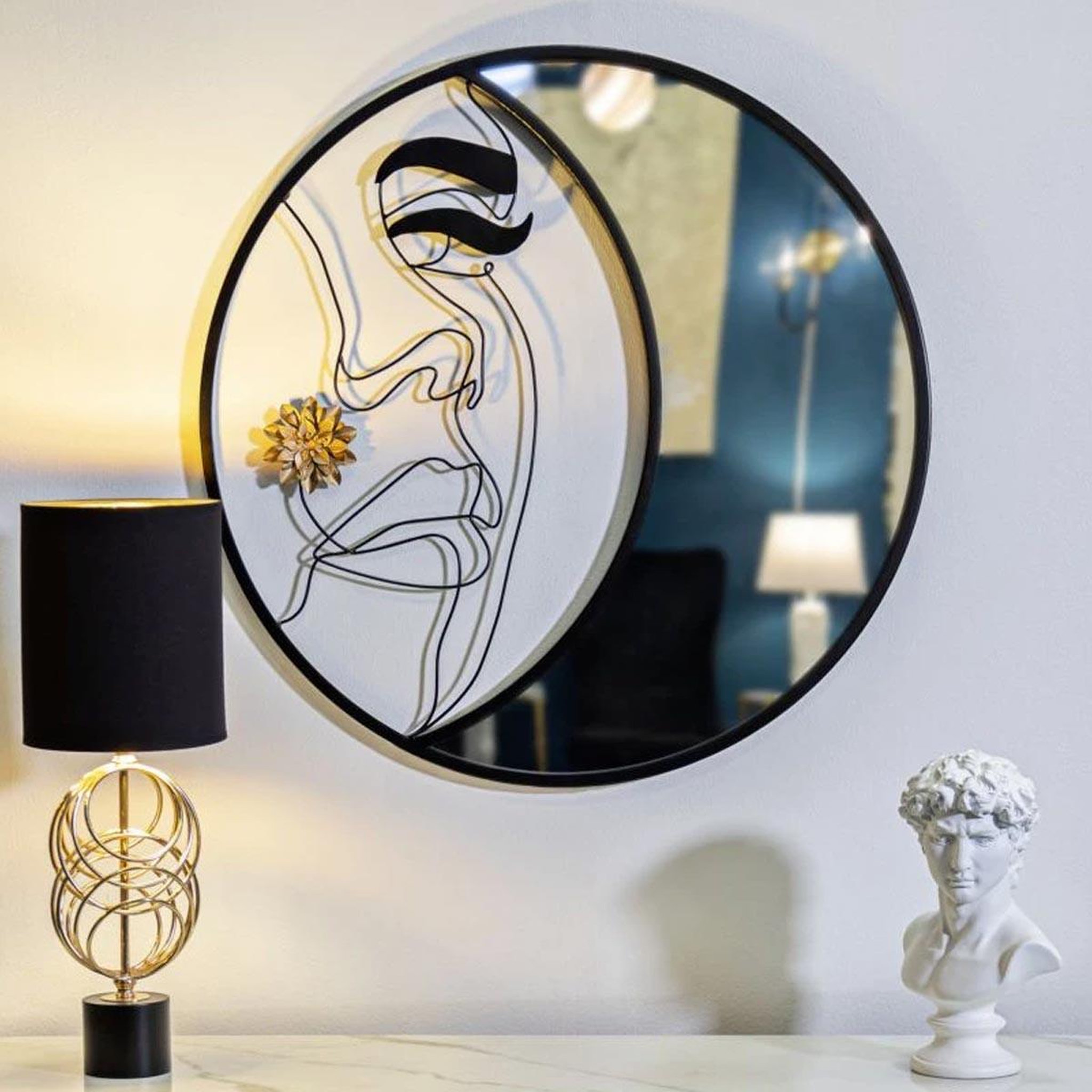 Voir la diapositive 5 : Paris Prix Miroir mural design  melly  80cm noir