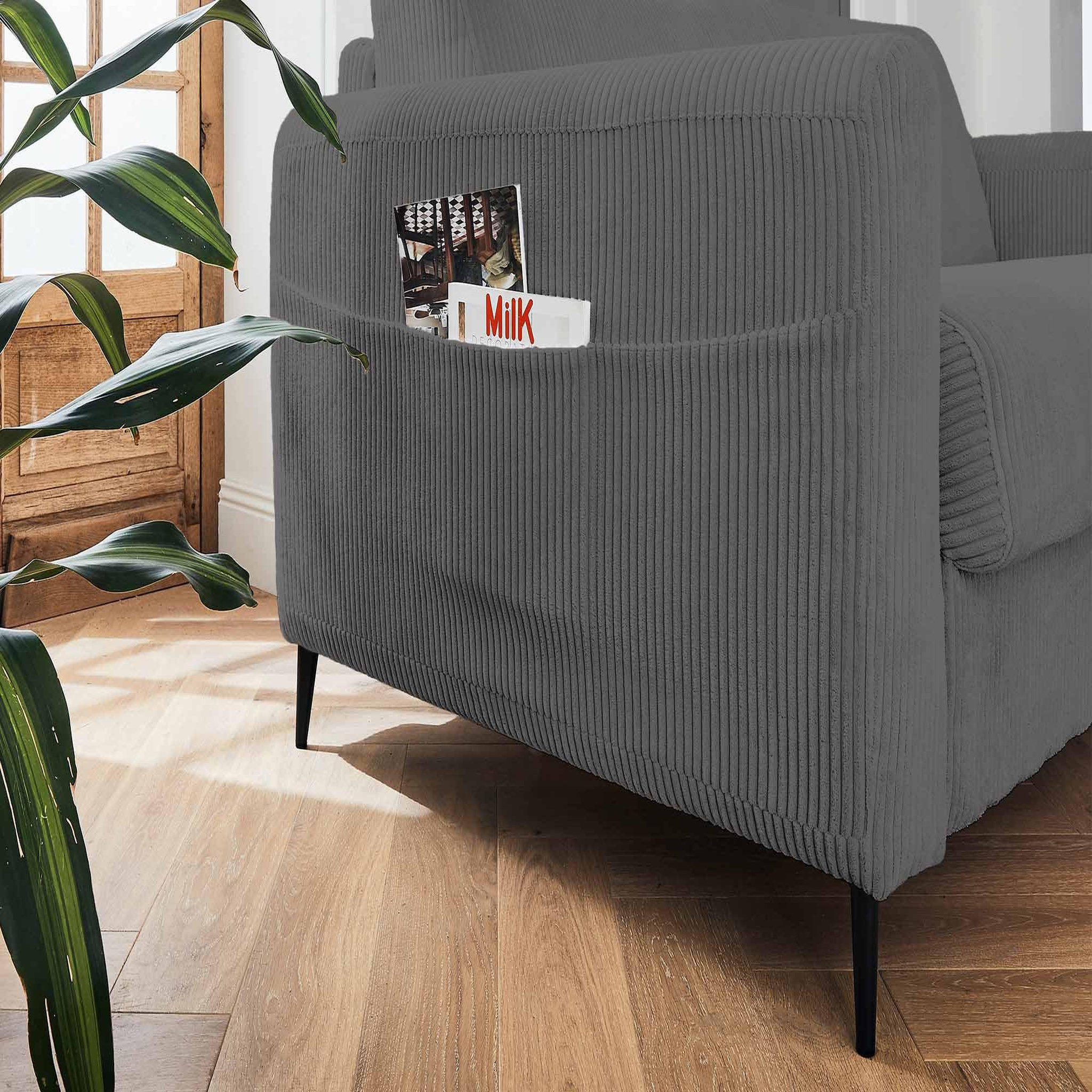 Voir la diapositive 6 : LISA DESIGN Owen - canapé 3 places convertible express couchage quotidien 140 cm matelas 12 cm en velours côtelé