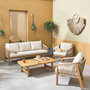 Voir la diapositive 2 : SWEEEK Salon de jardin en bois et cordes. acacia. coussins beige. 5 places