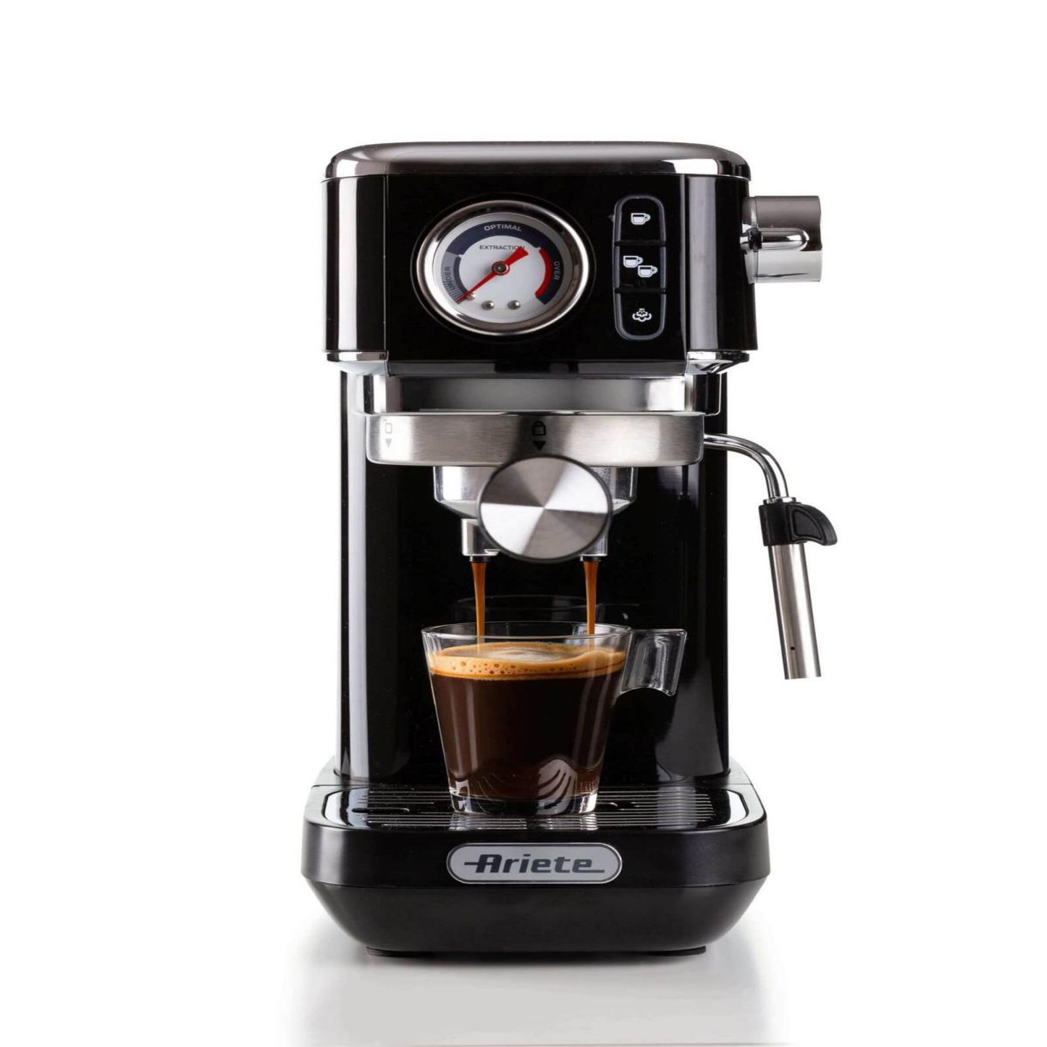 Voir la diapositive 3 : ARIETE Machine à café expresso en métal ariete 1381 avec manomètre en métal gris
