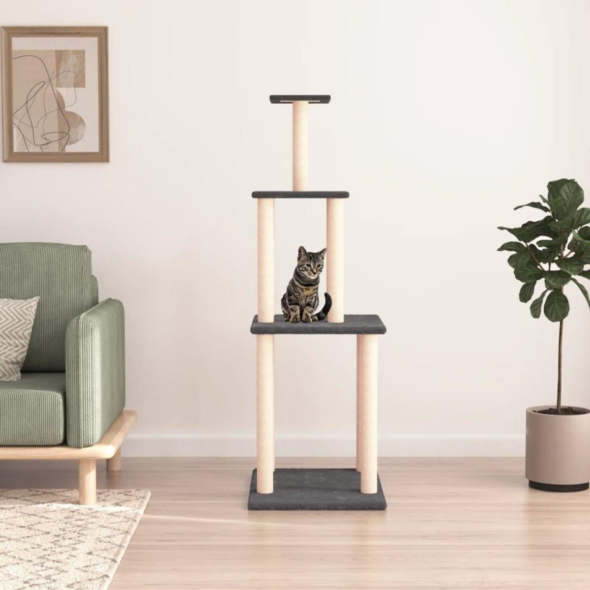 VIDAXL Arbre a chat avec griffoirs en sisal gris fonce 149 cm