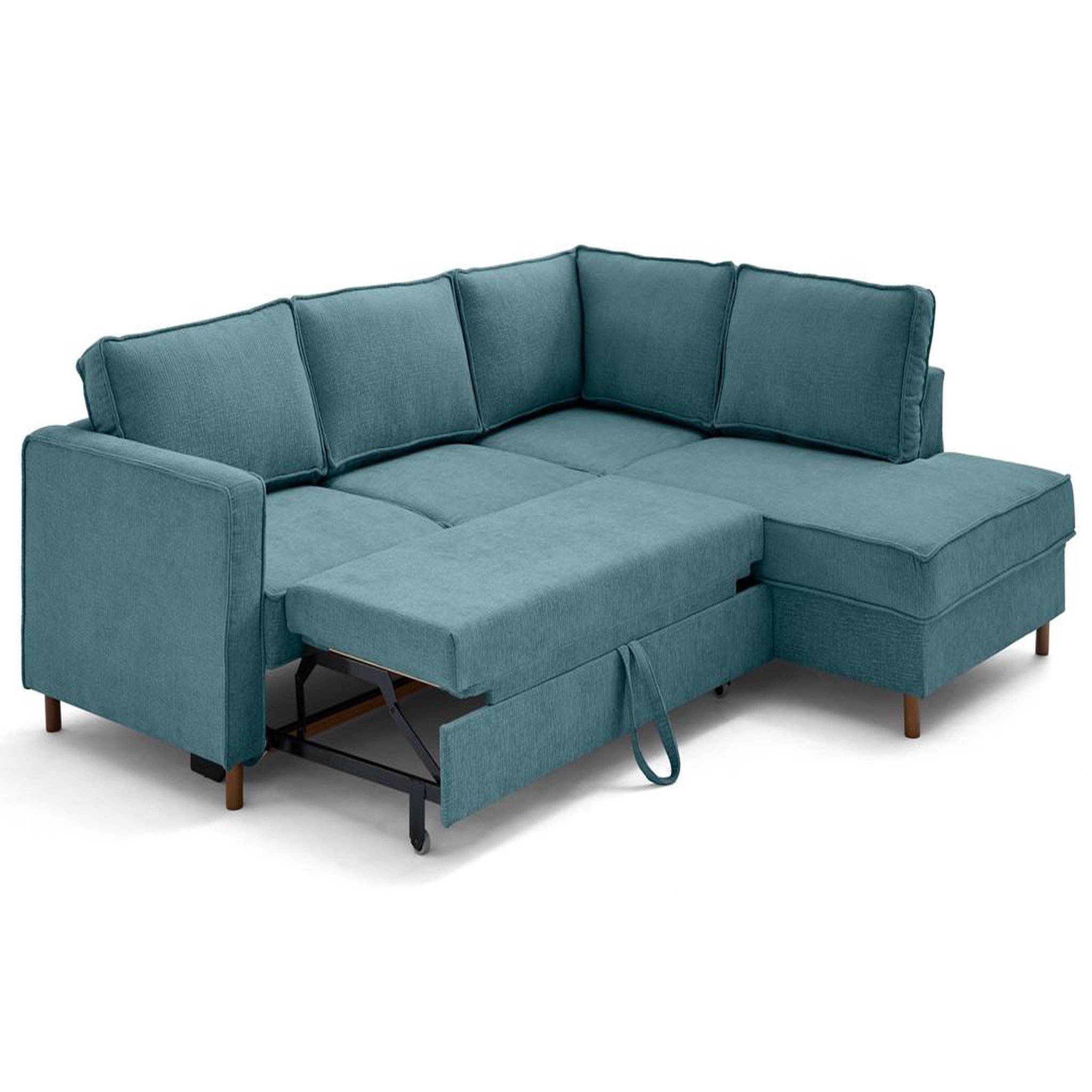 Voir la diapositive 2 : LISA DESIGN Jake - canapé d'angle droit 5 places convertible en tissu velours relief