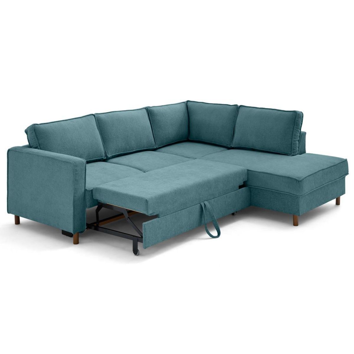 LISA DESIGN Jake - canapé d'angle droit 5 places convertible en tissu velours relief