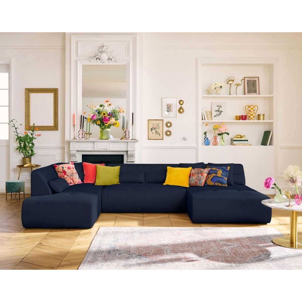 LISA DESIGN Onyx - canapé panoramique d'angle gauche - 7 places - en tissu mailles 3d