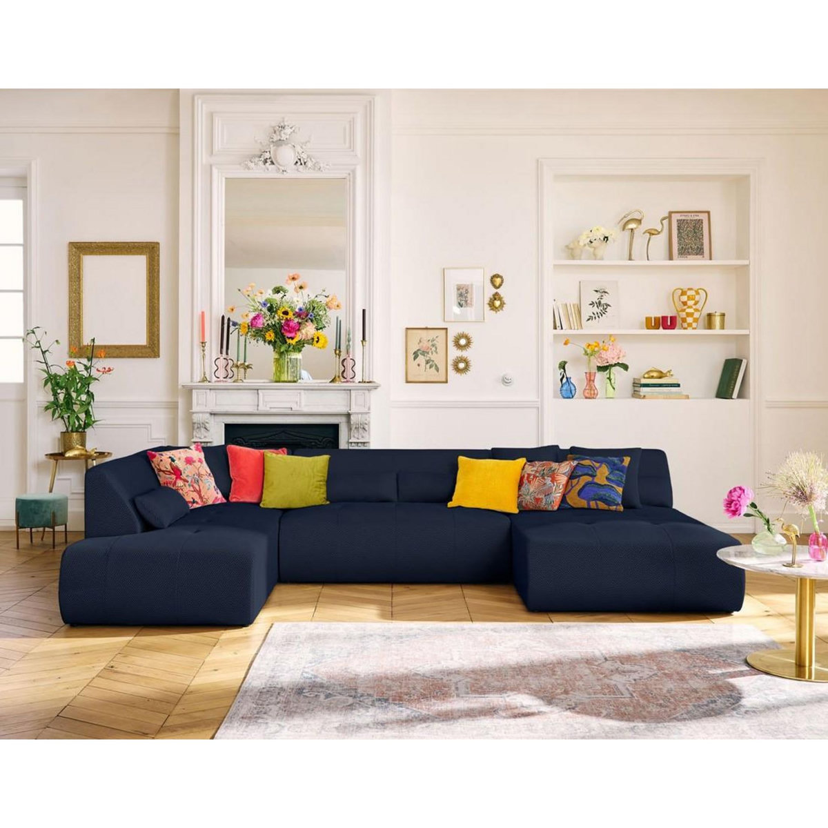 LISA DESIGN Onyx - canapé panoramique d'angle gauche - 7 places - en tissu mailles 3d