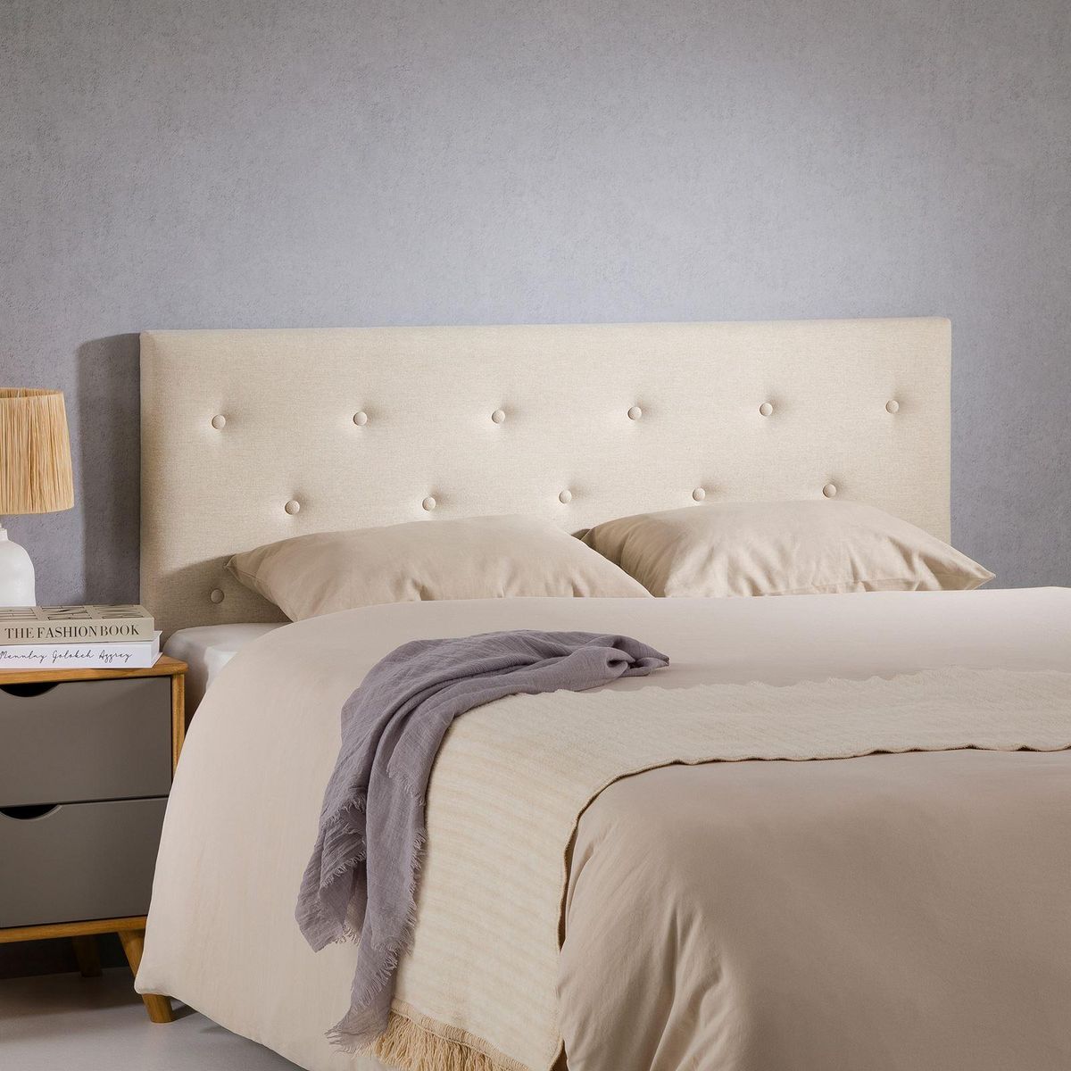 IDIMEX Tête de lit GAREK 120 capitonnée sur pieds, en tissu