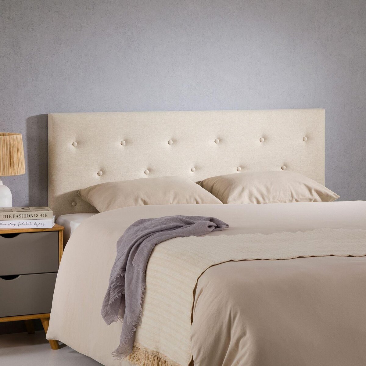 IDIMEX Tête de lit GAREK 120 capitonnée sur pieds, en tissu