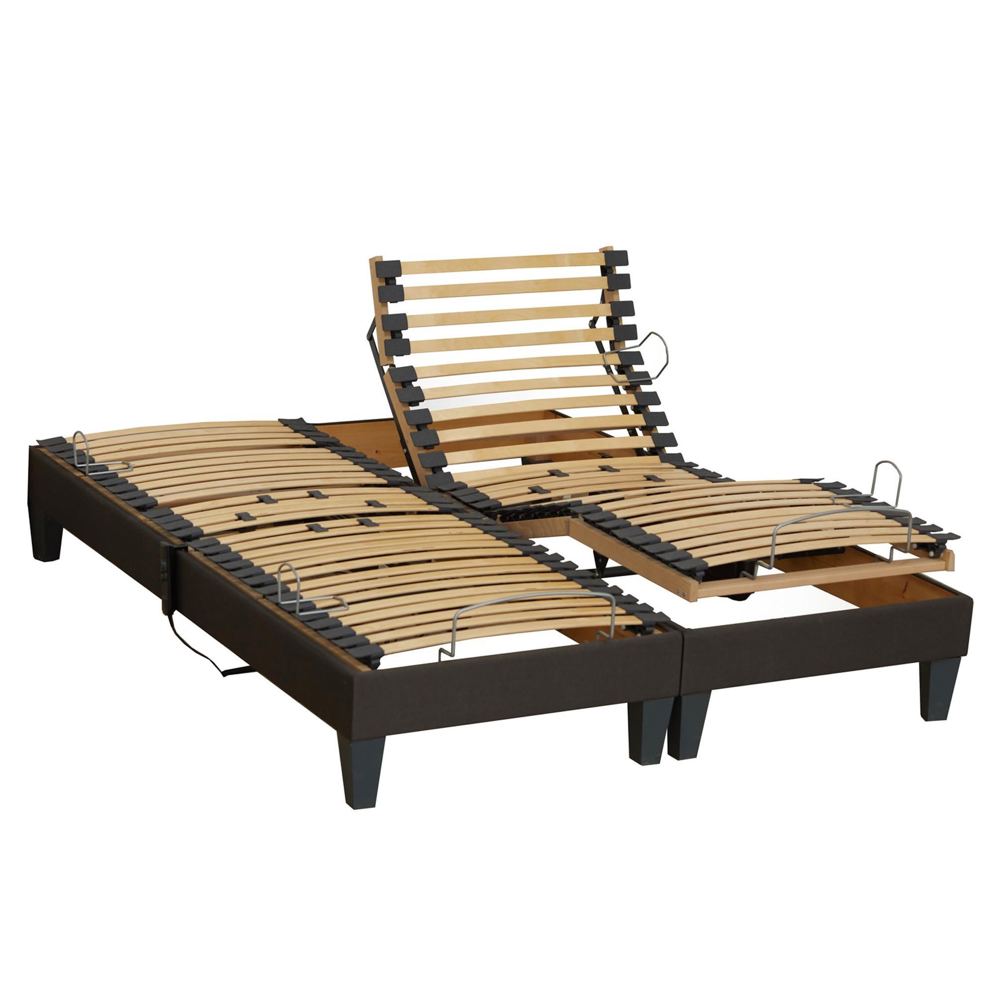 Voir la diapositive 3 : IDLITERIE Ensemble relaxation mousse ferme + sommier avec réglage fermeté au niveau lombaire 2x80x200