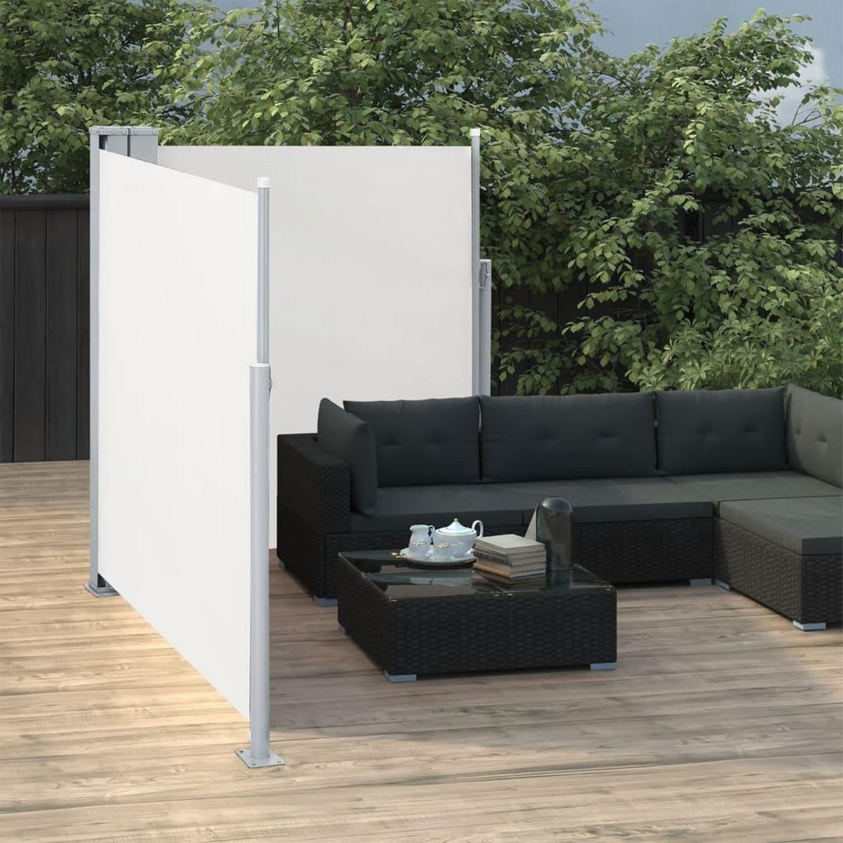 VIDAXL Auvent lateral double retractable de patio 170x600 cm Creme