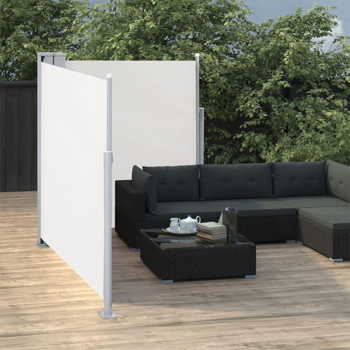 VIDAXL Auvent lateral double retractable de patio 170x600 cm Creme