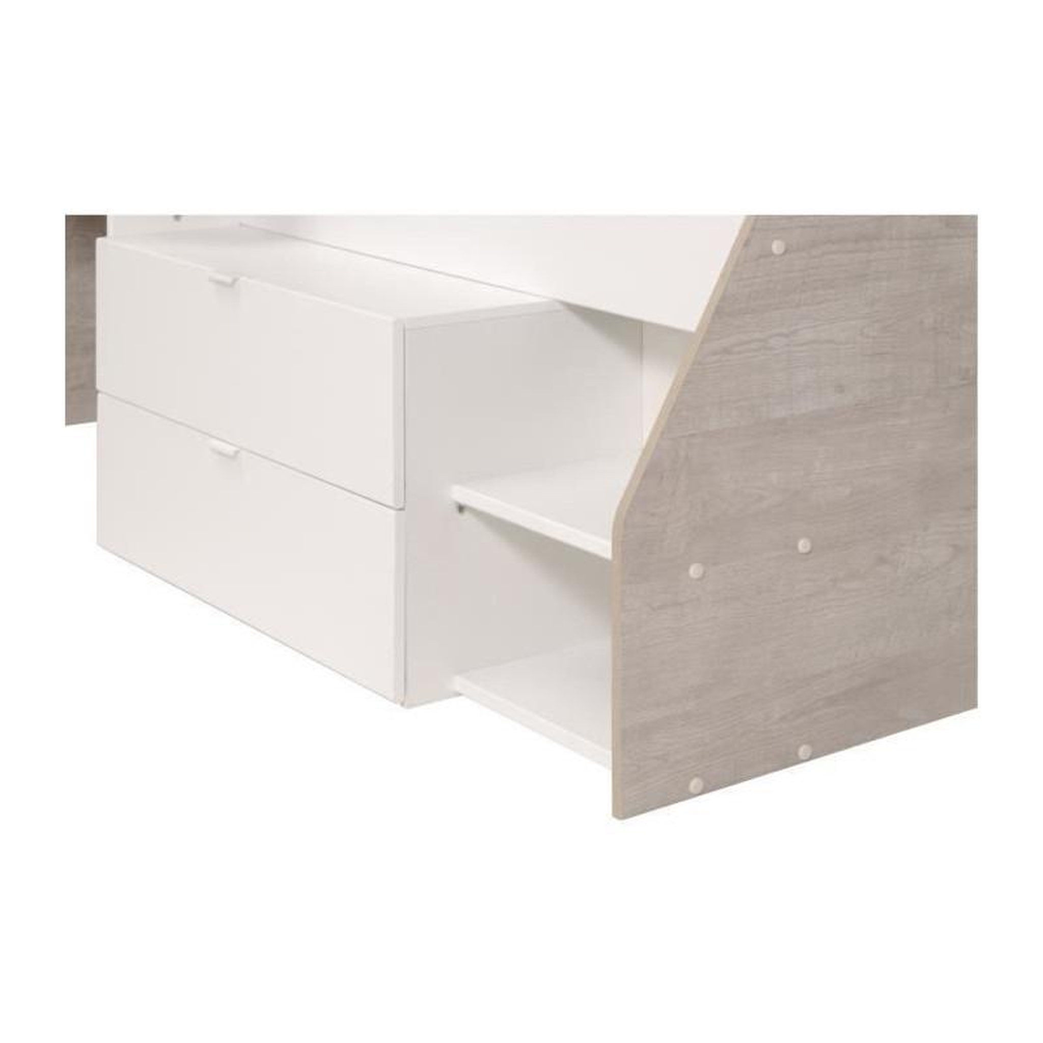 Voir la diapositive 6 : PARISOT KIM Lit combine enfant contemporain decor chene silex et blanc - l 90 x L 190 ou 200 cm