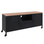 Voir la diapositive 2 : VIDAXL Meuble TV Noir 110x30x43 cm Fer et bois de pin massif