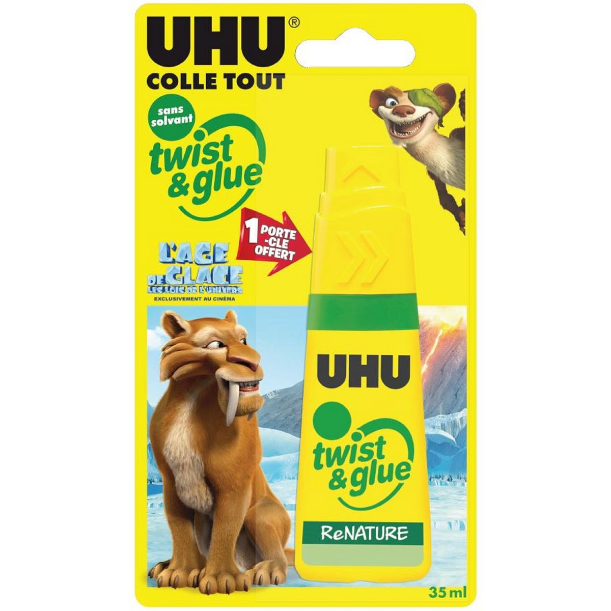 UHU Tube de colle 35g sans solvant collage 3en1 ReNature L' Age de glace