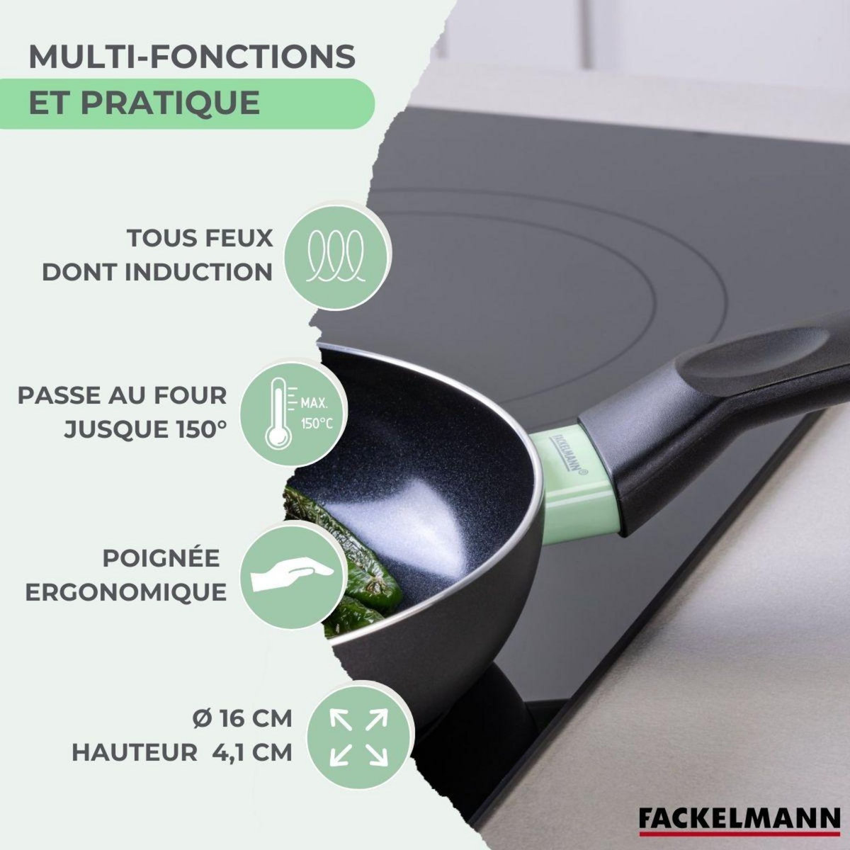 Fackelmann Set poêle antiadhésive céramique 16 cm et 6 ustensiles Fackelmann Brandao