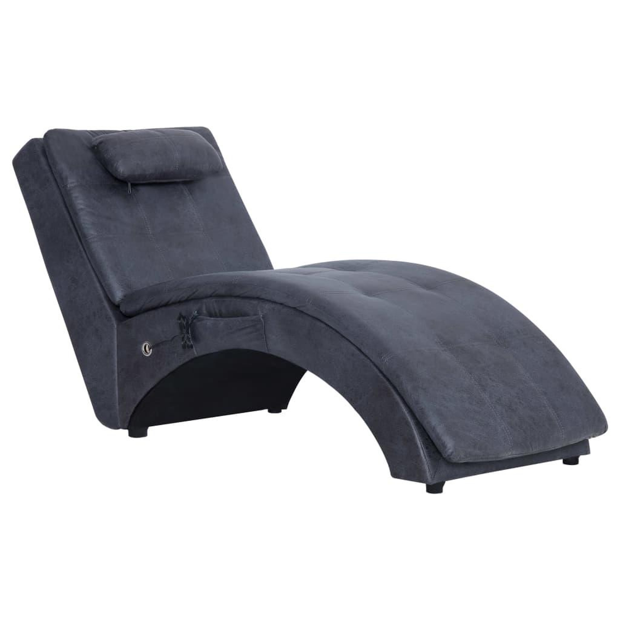 Voir la diapositive 2 : VIDAXL Chaise longue de massage avec oreiller Gris Similicuir daim