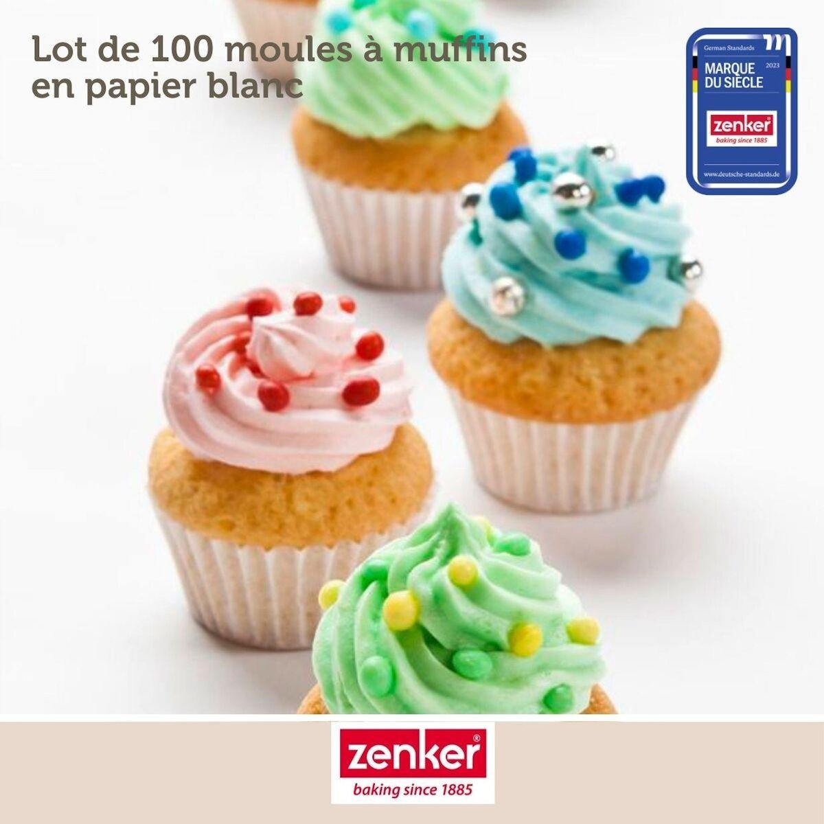 ZENKER Set pâtisserie avec 100 moules à muffins en papier, 2 bols à mixer, verre mesureur et spatule Zenker