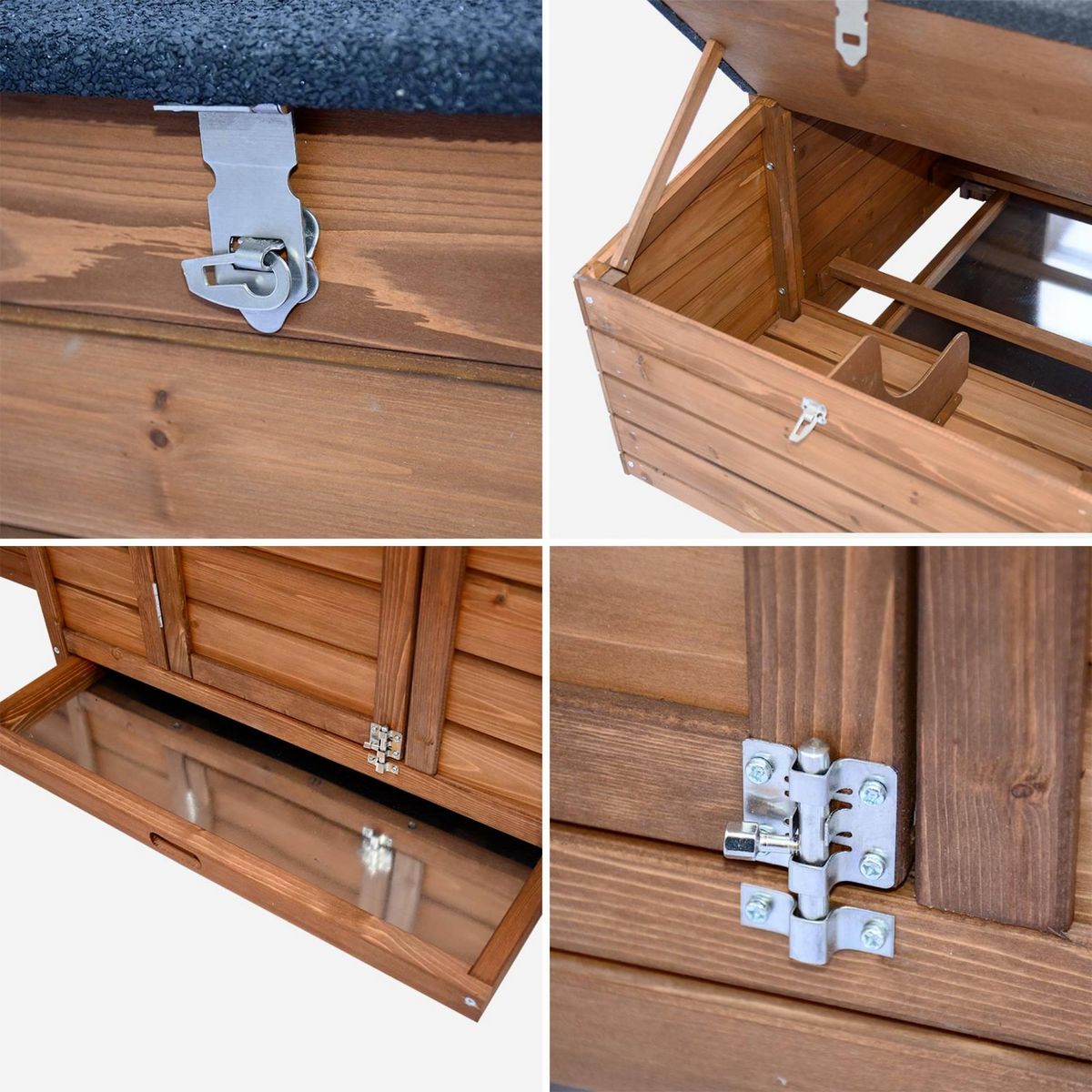 SWEEEK Poulailler en bois JAVA. 4 poules. cage à poule avec enclos