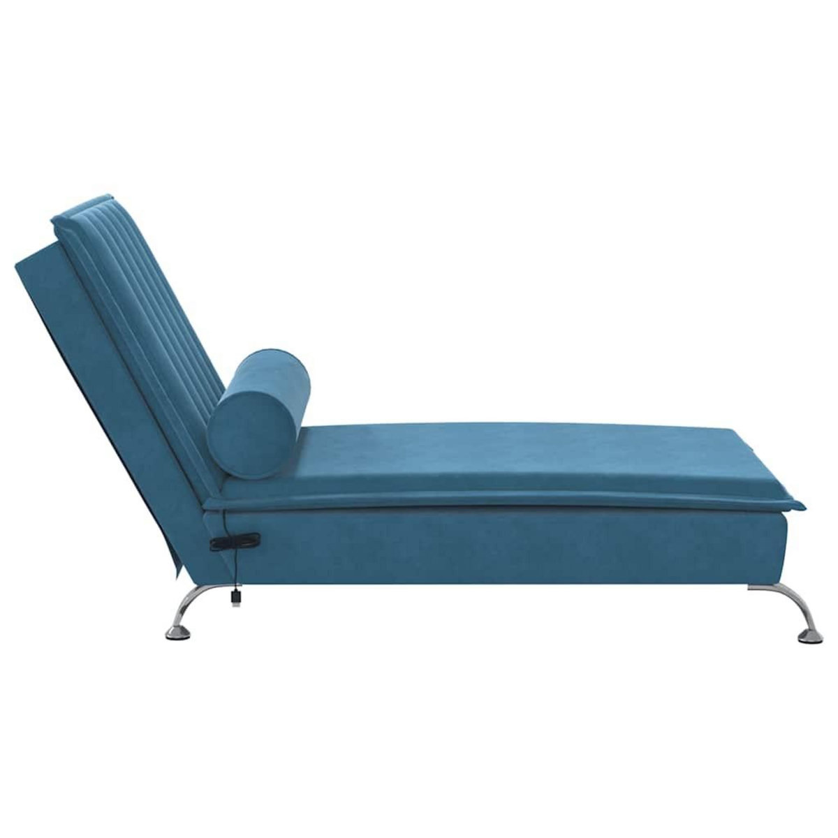 VIDAXL Chaise longue de massage avec traversin bleu velours