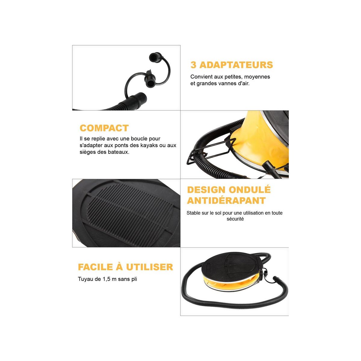 KINGCAMP Pompe de gonflage à pieds - Kingcamp - 3 Litres - Longueur : 1,5 m