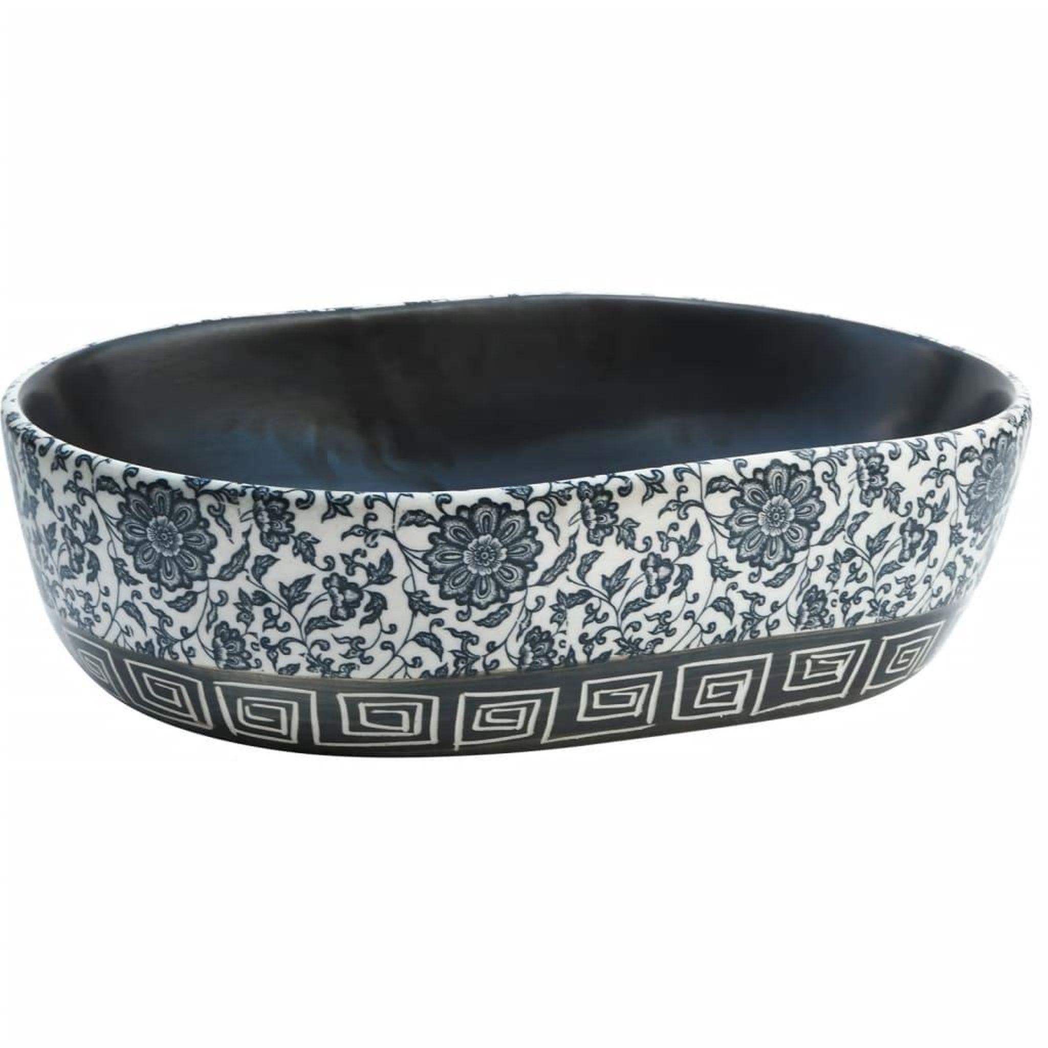 Voir la diapositive 2 : VIDAXL Vasque a poser noir et bleu ovale 47x33x13 cm ceramique