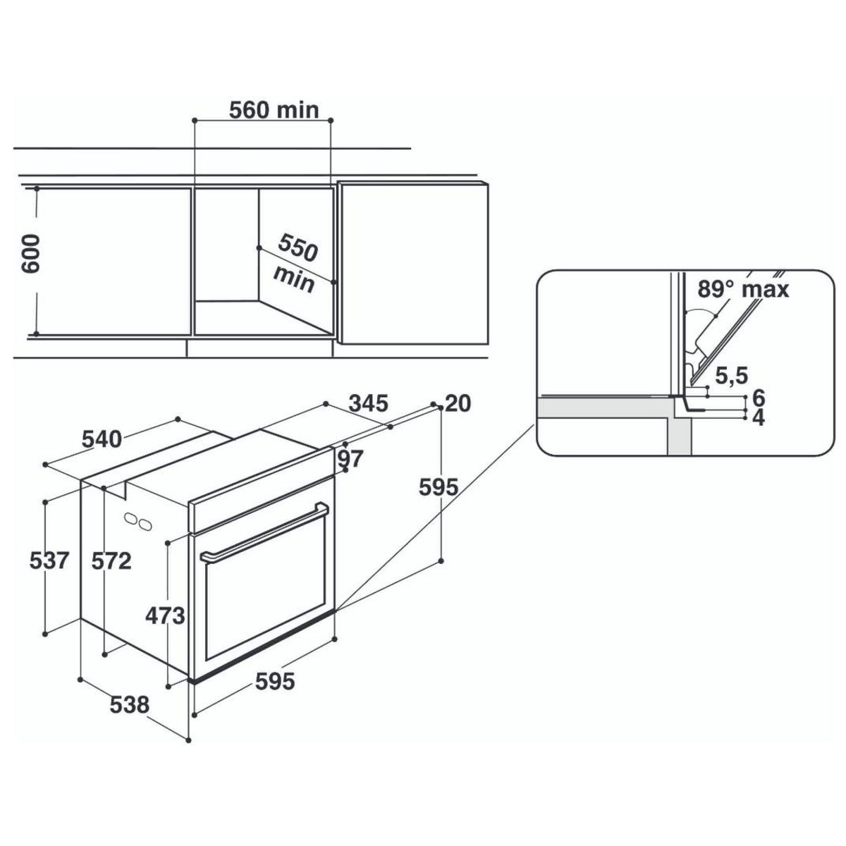 Whirlpool Four intégrable multifonction 73l 60cm a+ pyrolyse blanc - akz96290wh