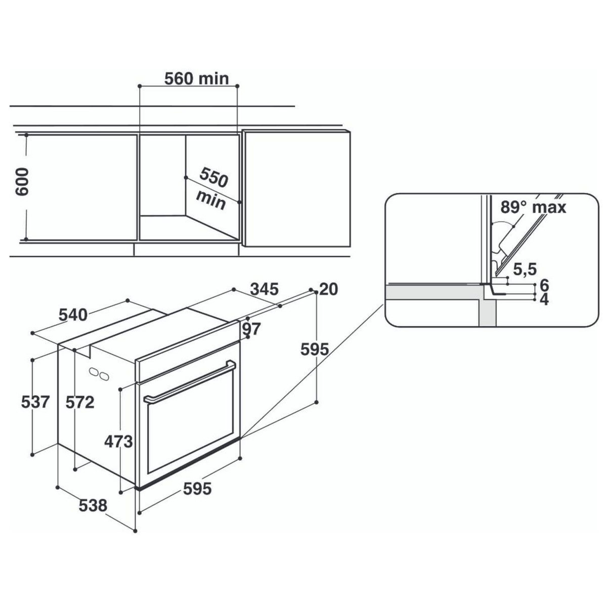 Whirlpool Four intégrable multifonction 73l 60cm a+ pyrolyse blanc - akz96290wh