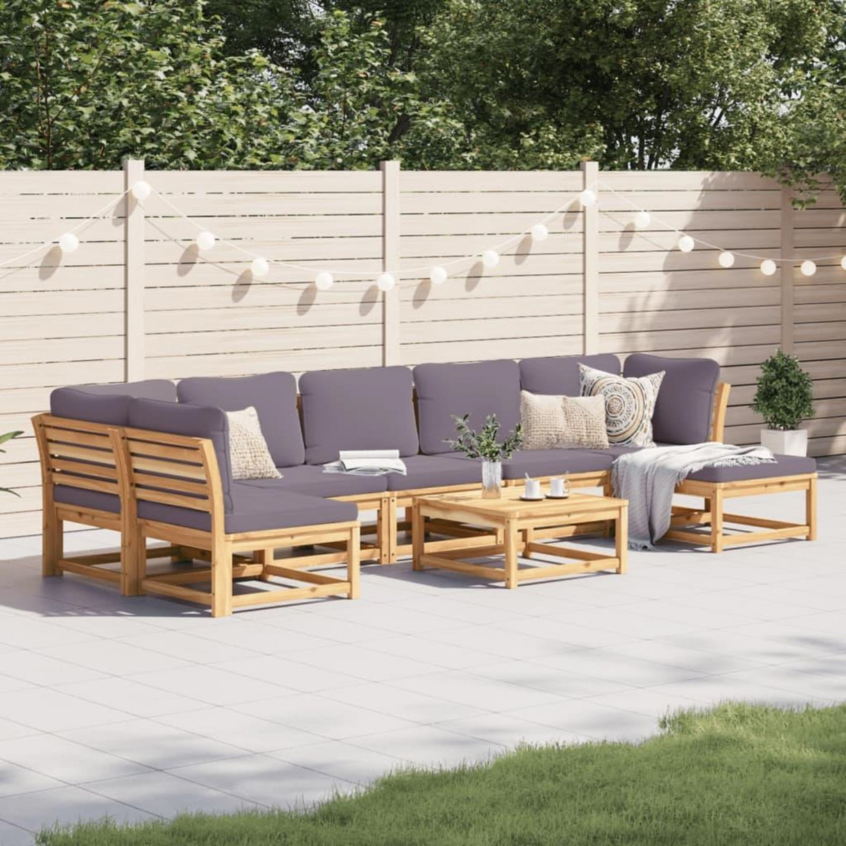 VIDAXL Salon de jardin avec coussins 8 pcs bois massif d'acacia