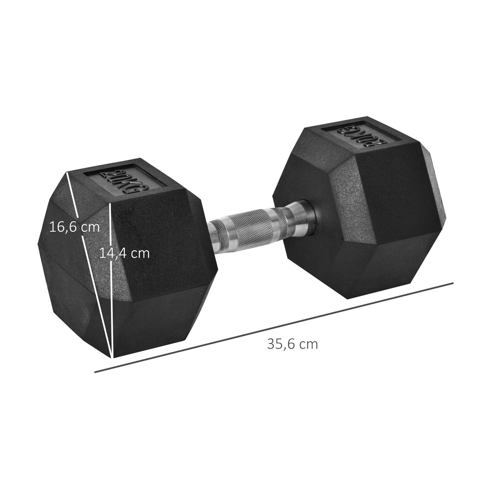 Voir la diapositive 2 : HOMCOM Haltère courte poids 20 kg - entraînement musculaire & haltérophilie - acier caoutchouc noir