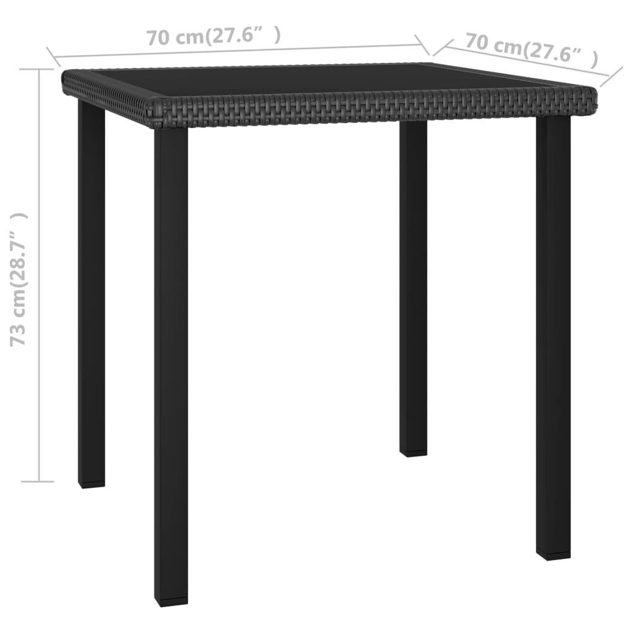 Voir la diapositive 4 : VIDAXL Table a dîner de jardin Noir 70x70x73 cm Resine tressee