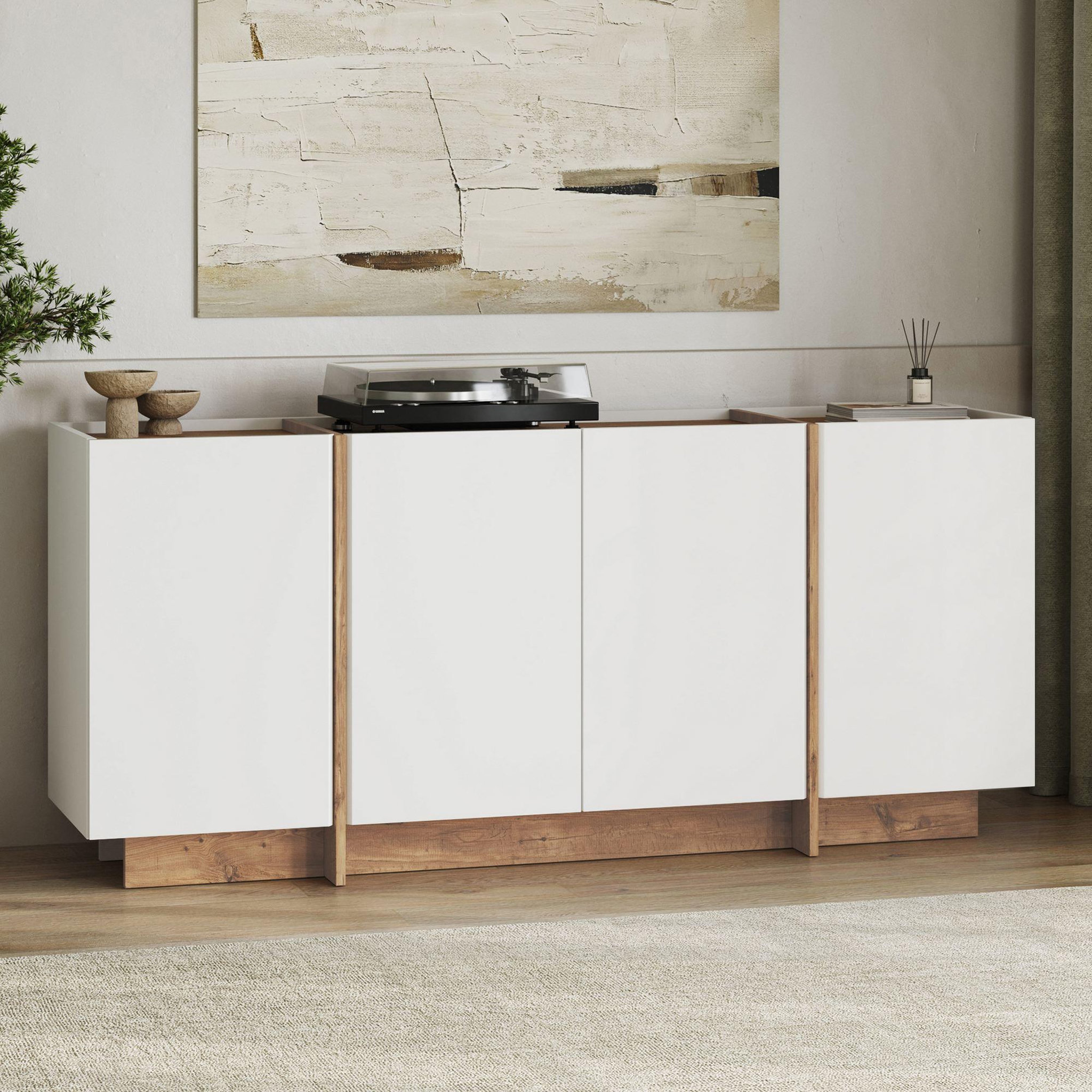 Voir la diapositive 2 : Habitat et Jardin Buffet en bois  dorma  - 180 x 45 x 80 cm - blanc / pin atlantique