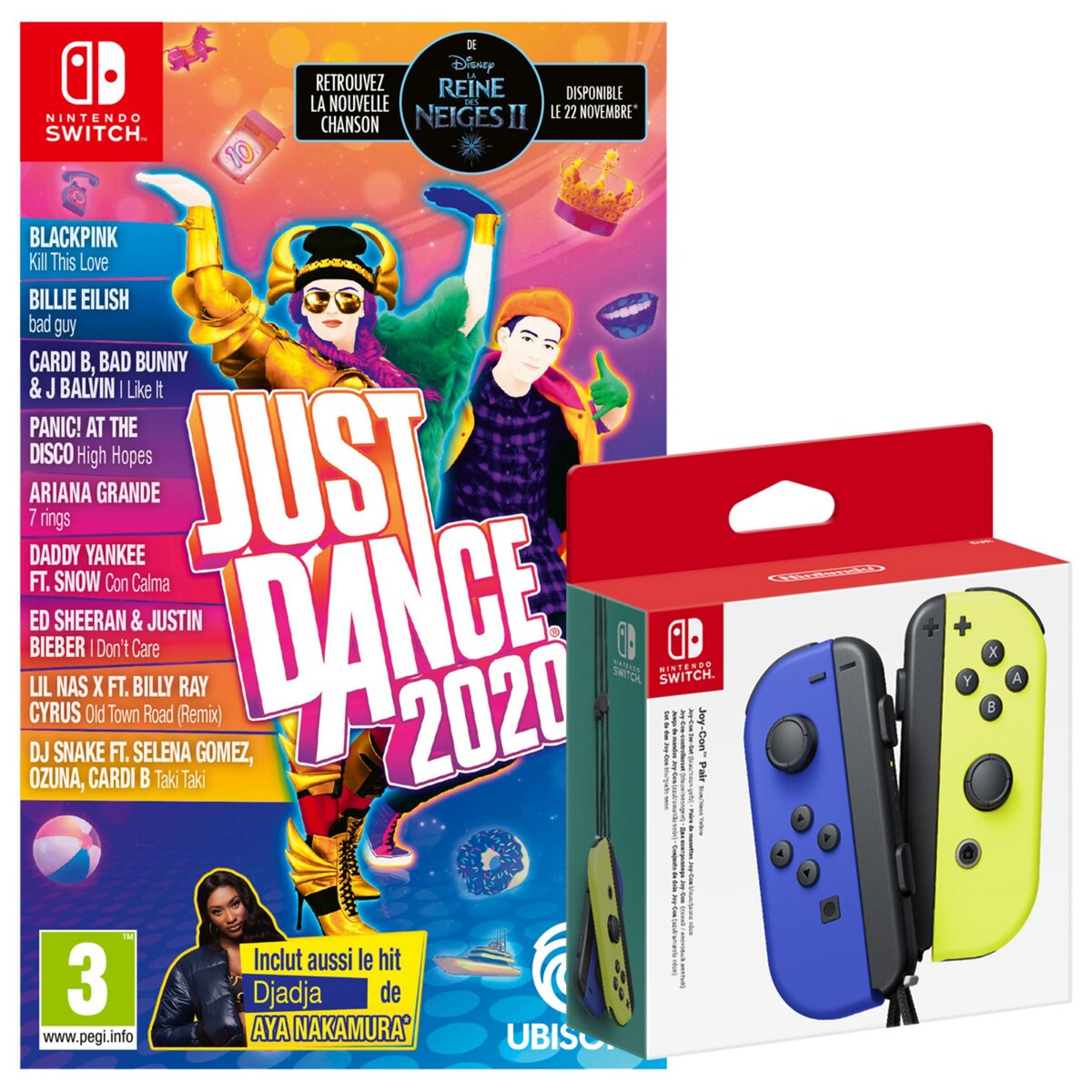 Manette Joy-Con Bleu et Jaune Nintendo Switch + Just Dance 2020