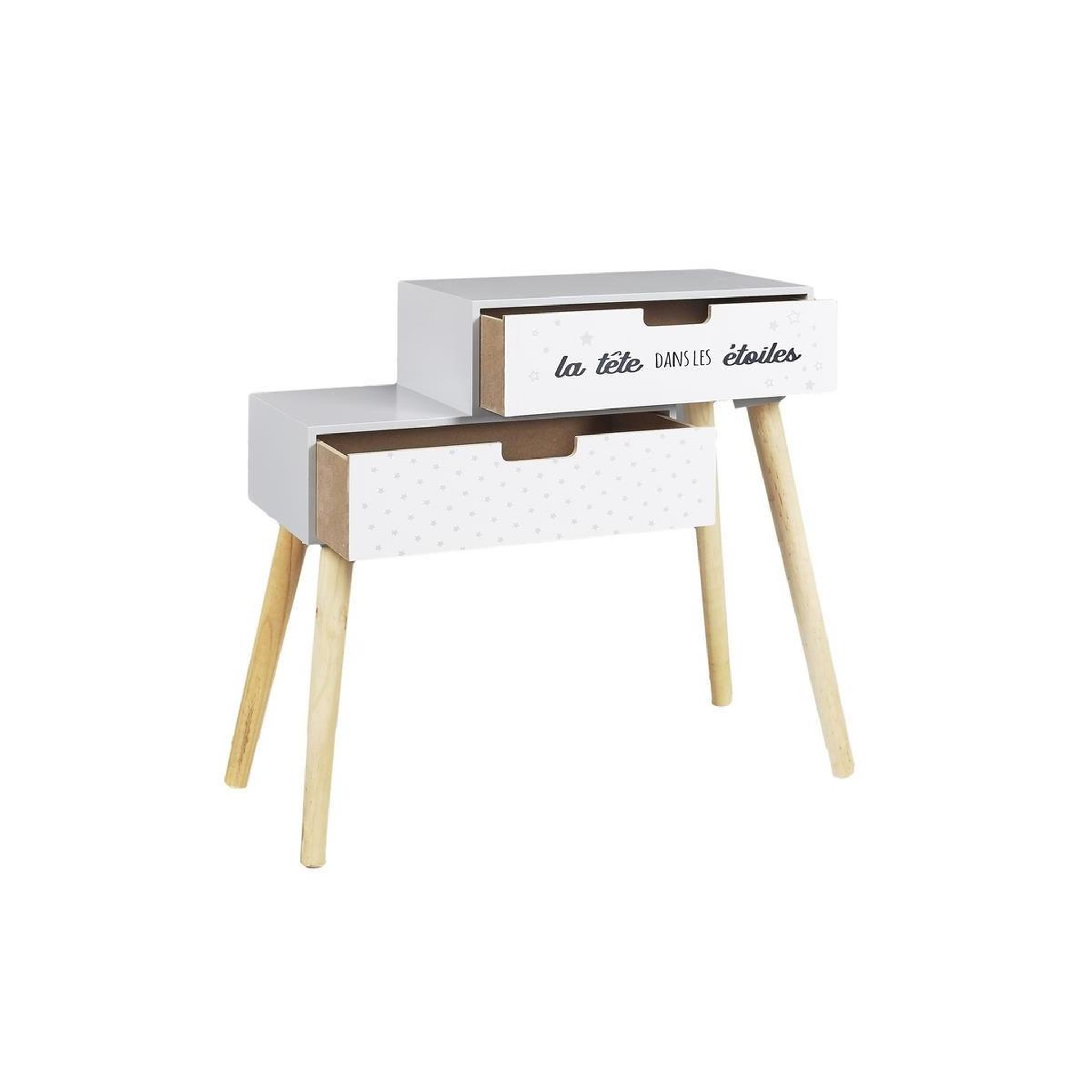 Voir la diapositive 3 : HOME DECO KIDS Table de chevet enfant  étoiles  54cm gris