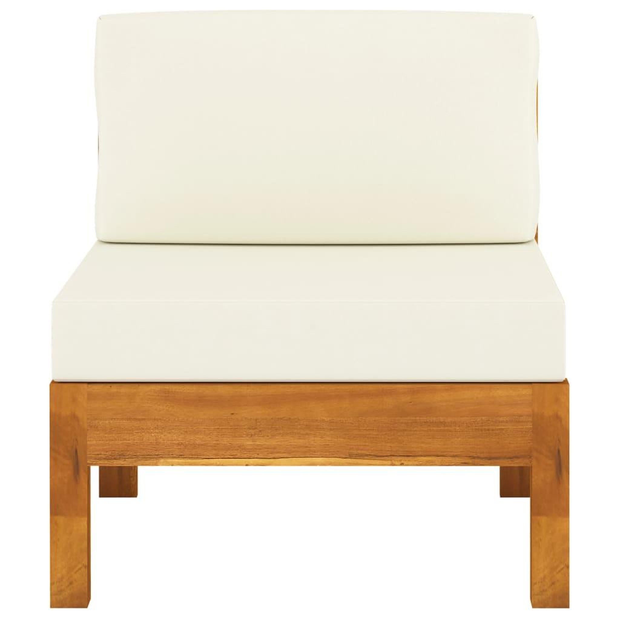 Voir la diapositive 2 : VIDAXL Canape central avec coussins blanc creme Bois d'acacia solide