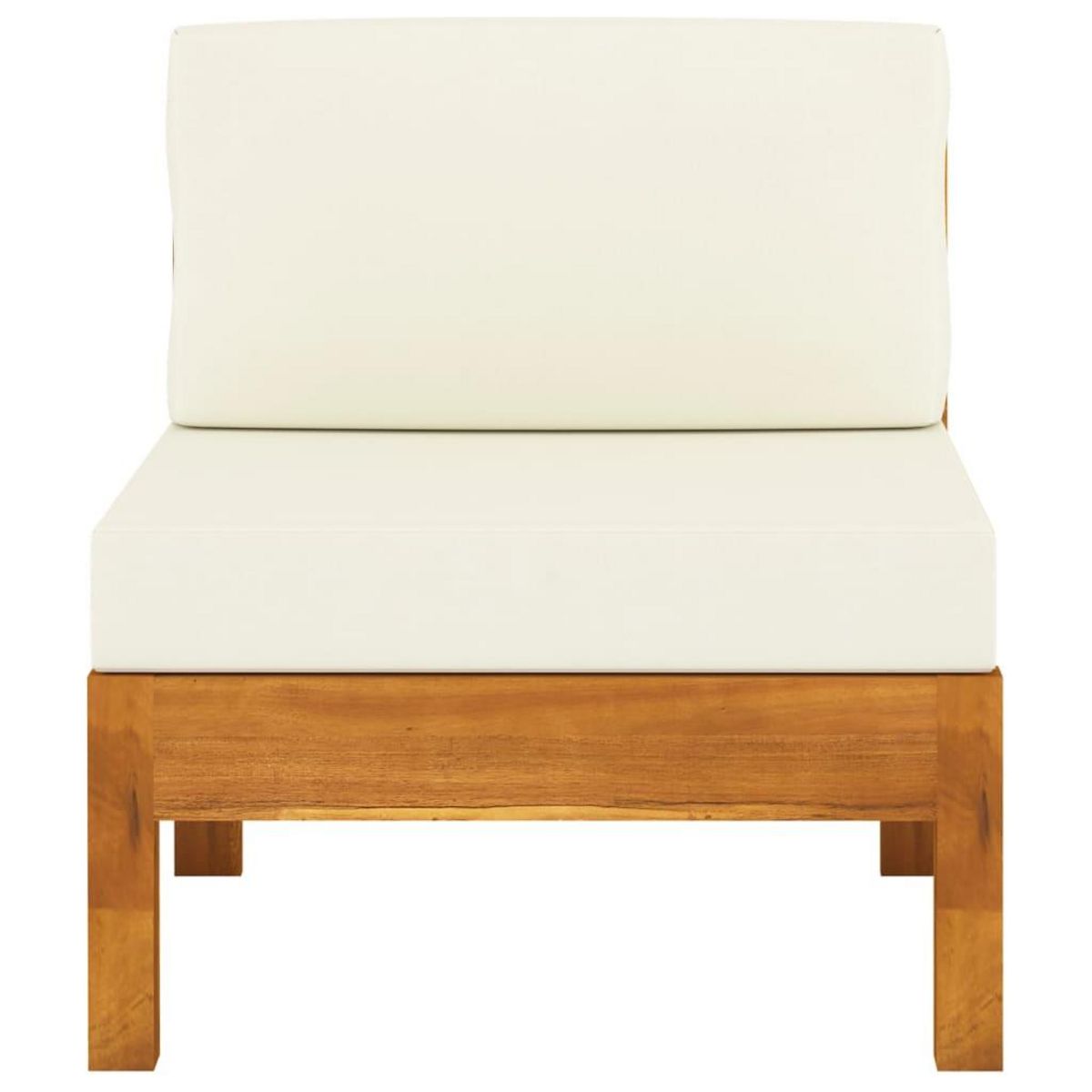 VIDAXL Canape central avec coussins blanc creme Bois d'acacia solide