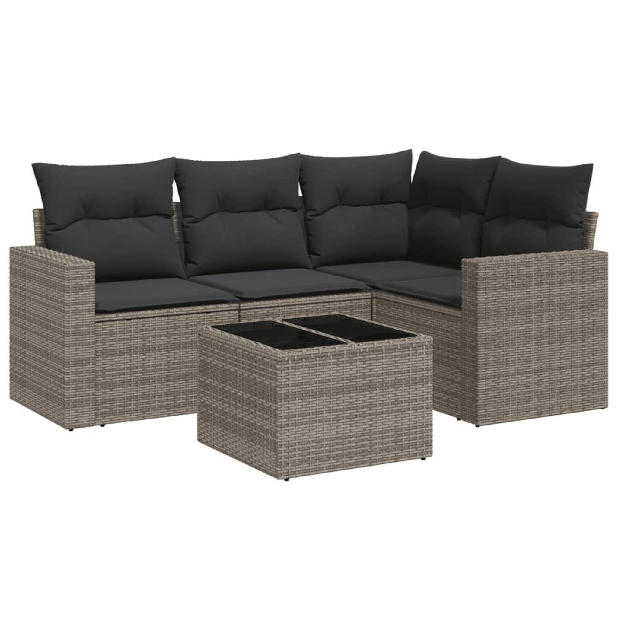 Voir la diapositive 2 : VIDAXL Salon de jardin 5 pcs avec coussins gris resine tressee