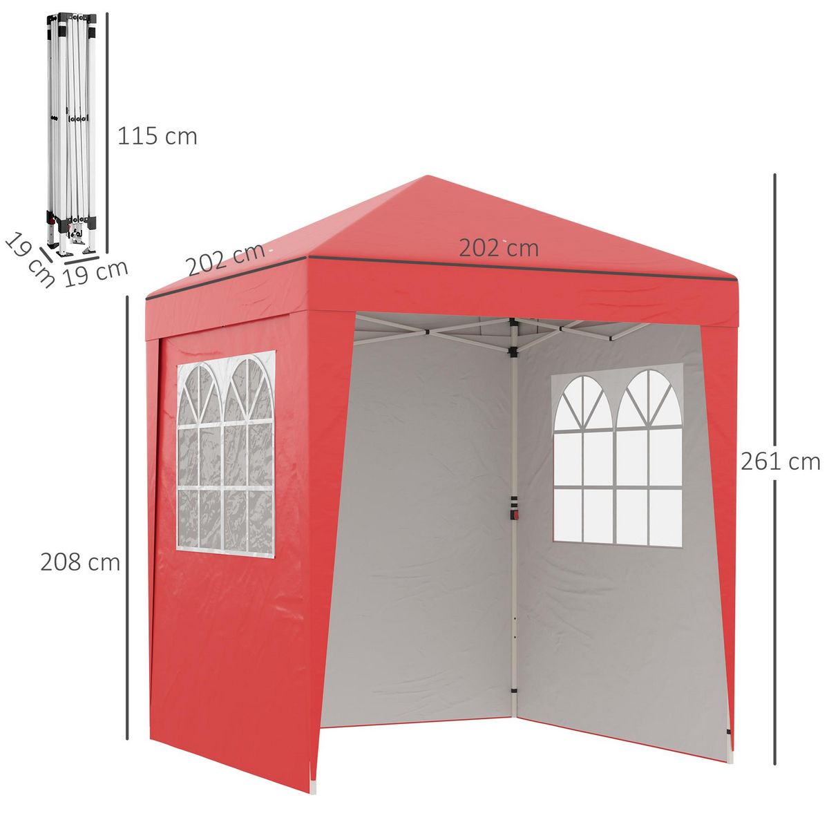 OUTSUNNY Tonnelle de jardin pliante pop-up réglable anti-UV 30+ 4 sacs lestage sac de transport rouge