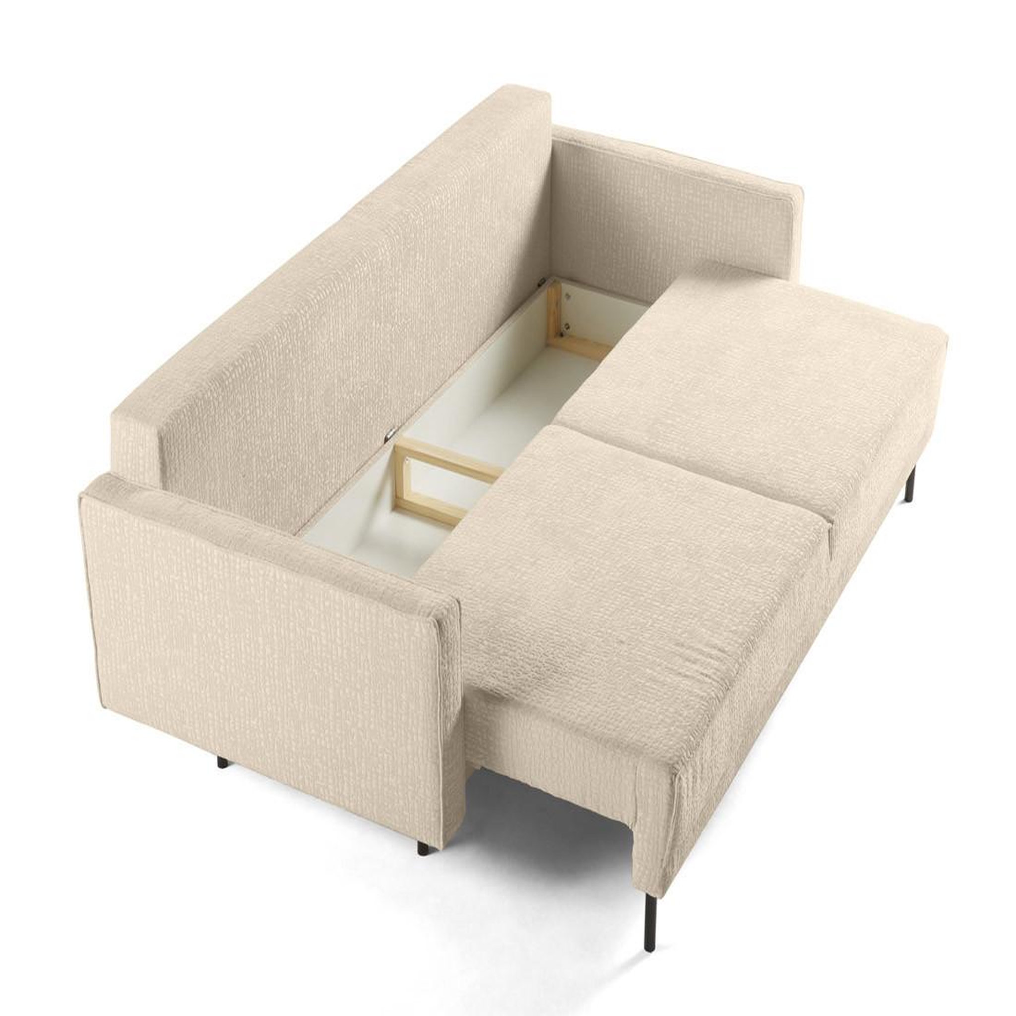 Voir la diapositive 6 : LISA DESIGN Charlie - canapé droit 3 places - convertible avec coffre - en tissu velours relief