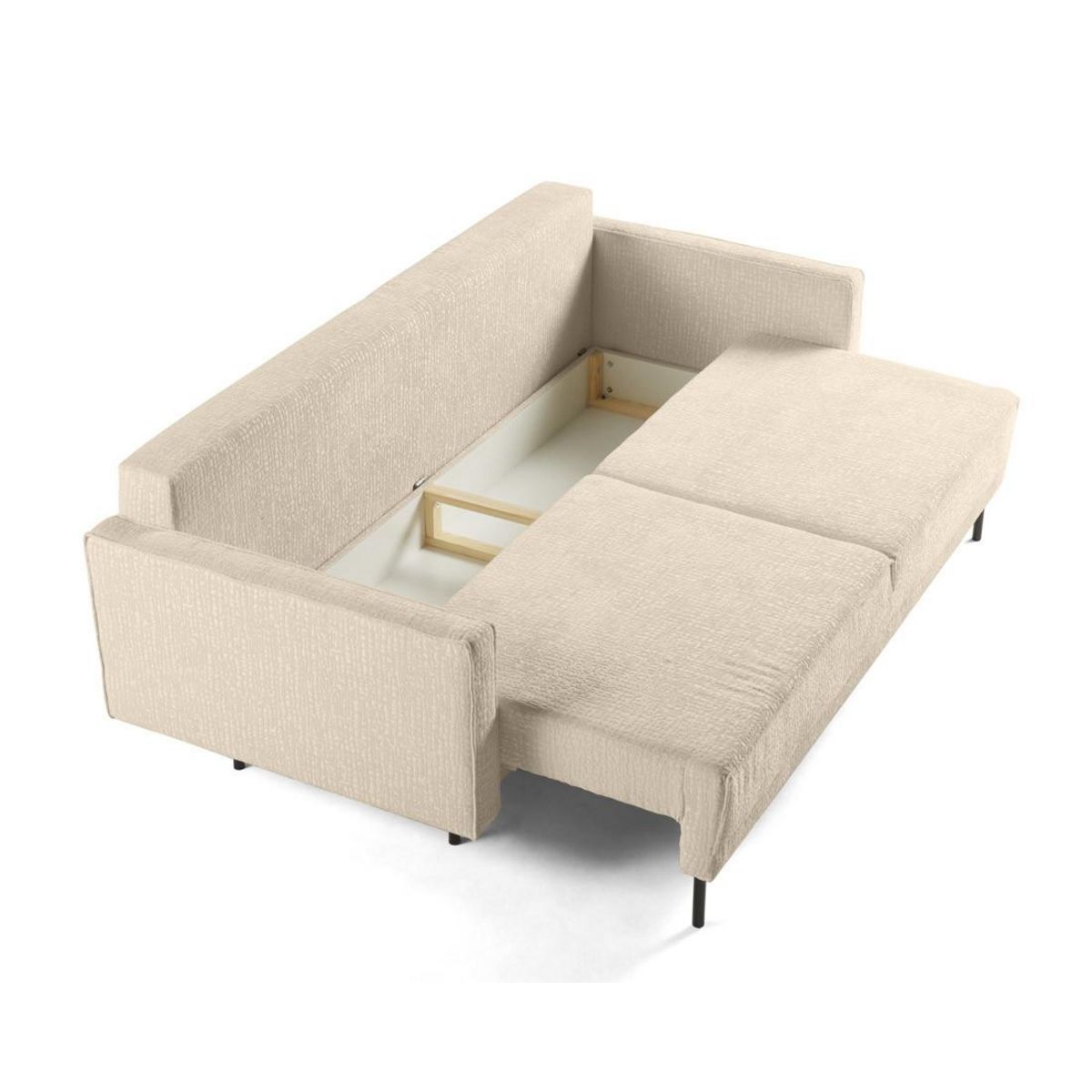 LISA DESIGN Charlie - canapé droit 3 places - convertible avec coffre - en tissu velours relief