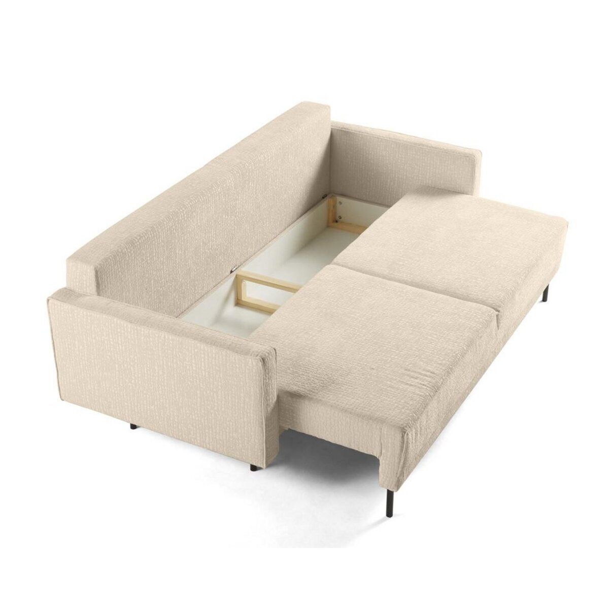 LISA DESIGN Charlie - canapé droit 3 places - convertible avec coffre - en tissu velours relief