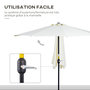Voir la diapositive 5 : OUTSUNNY Demi parasol - parasol de balcon - ouverture fermeture manivelle - acier polyester haute densité crème