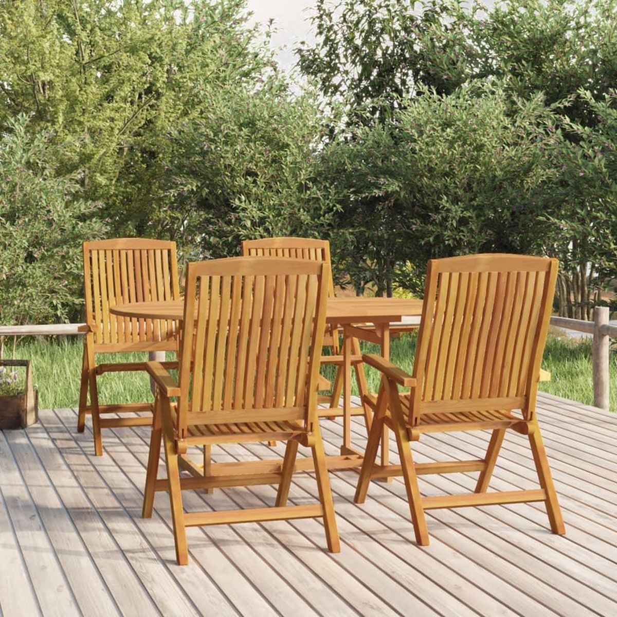 VIDAXL Chaises de jardin inclinables lot de 4 bois massif de teck