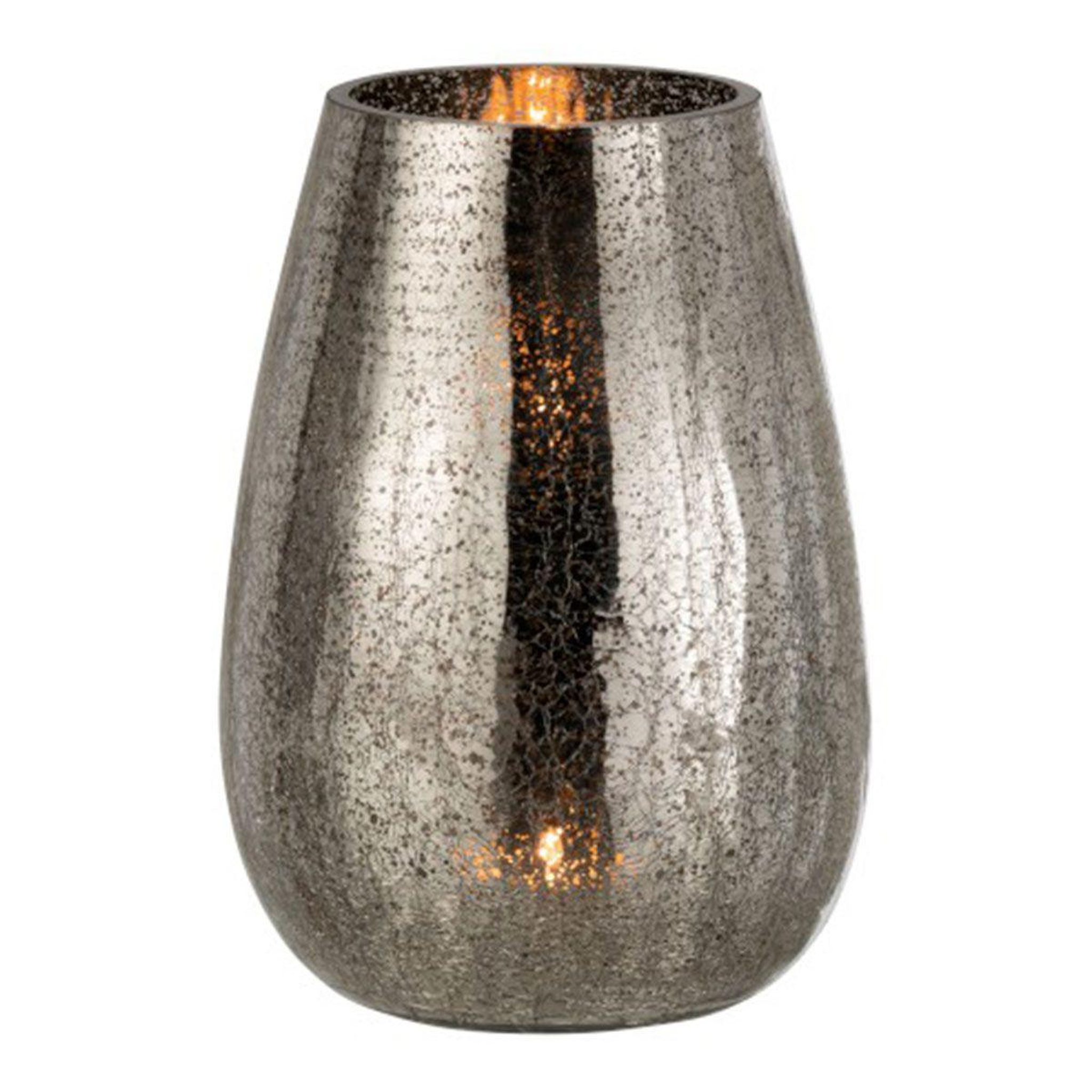 Voir la diapositive 2 : J-LINE Photophore Design  Œuf Craquelé  26cm Gris