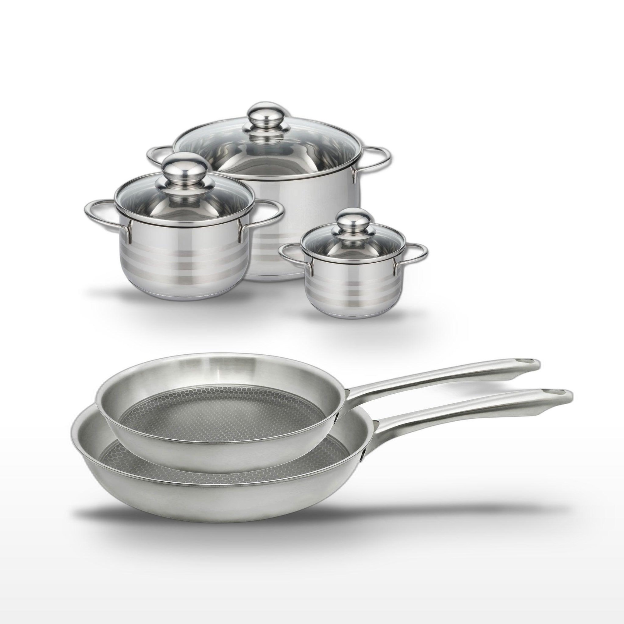 ELO Lot de 2 poêles 24/28cm et 3 faitouts elo relief passion