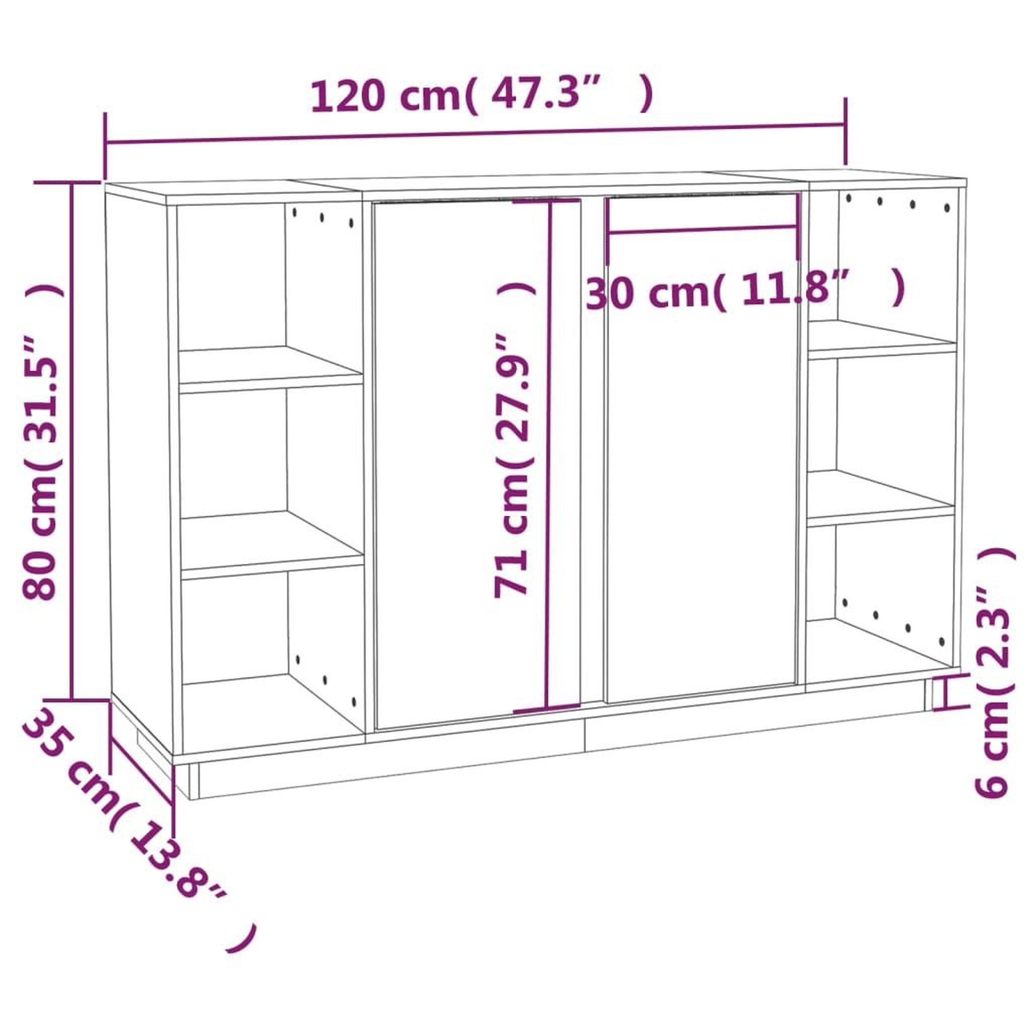 Voir la diapositive 6 : VIDAXL Buffet 120x35x80 cm Bois massif de pin