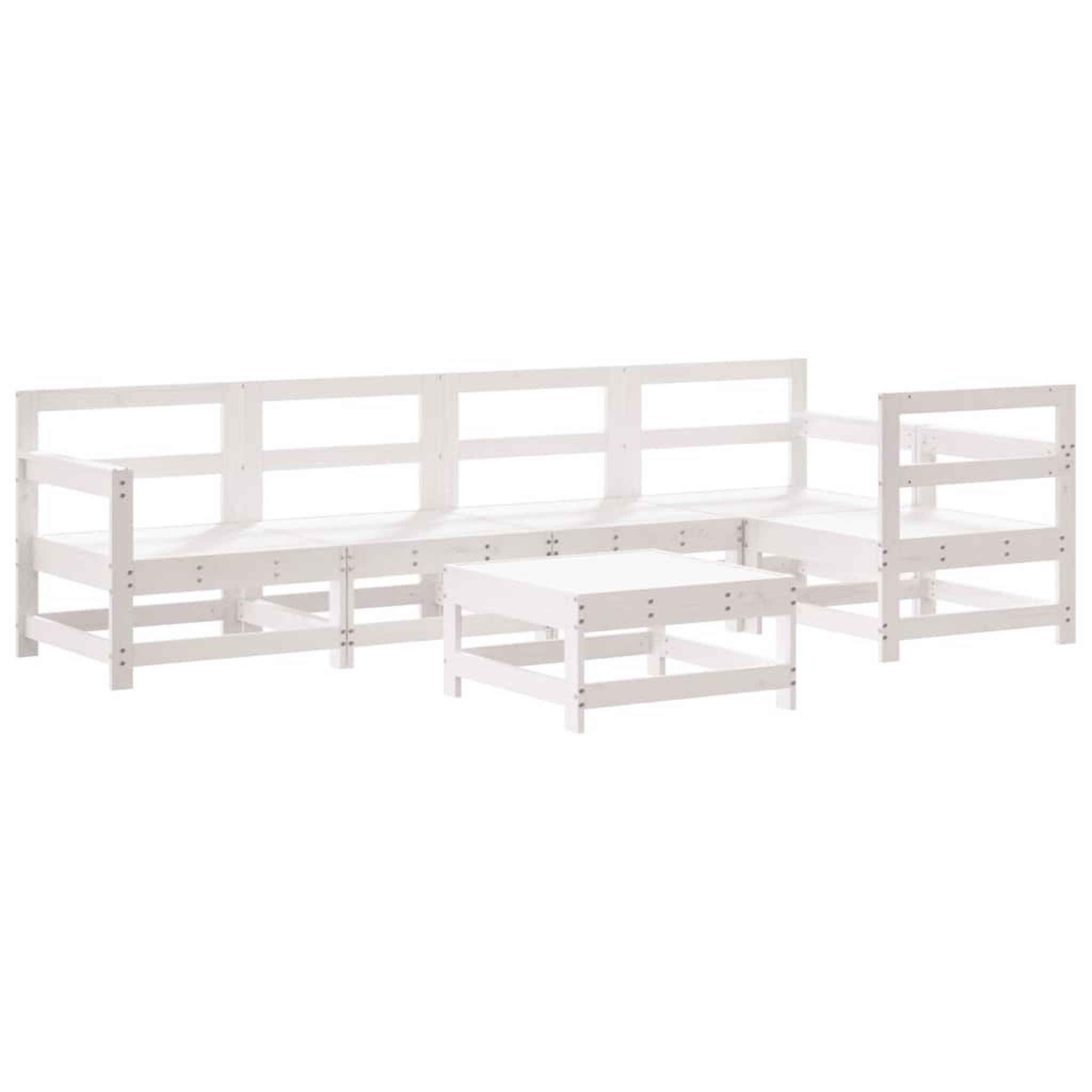Voir la diapositive 2 : VIDAXL Salon de jardin 6 pcs Blanc Bois de pin massif